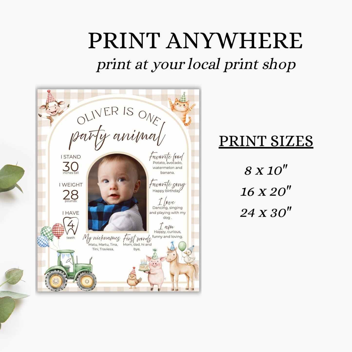 Farm Birthday Milestone Sign Barnyard Party Milestone Poster Cute Farm Animals Instant Download Editable Template First Birthday Decor