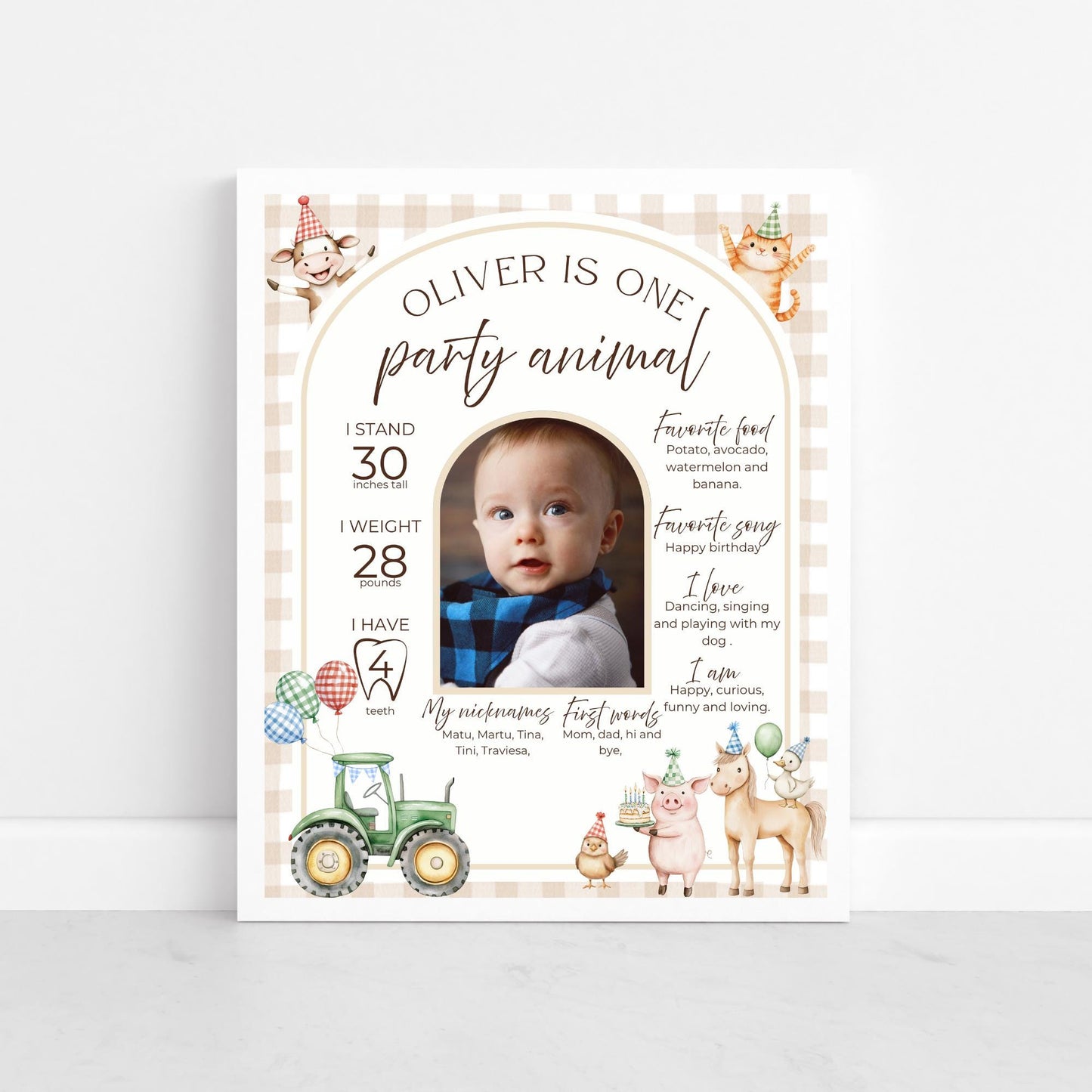 Farm Birthday Milestone Sign Barnyard Party Milestone Poster Cute Farm Animals Instant Download Editable Template First Birthday Decor