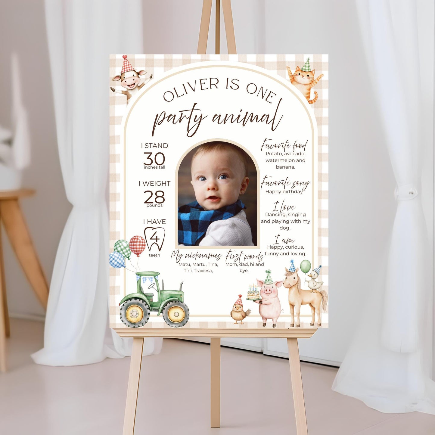 Farm Birthday Milestone Sign Barnyard Party Milestone Poster Cute Farm Animals Instant Download Editable Template First Birthday Decor