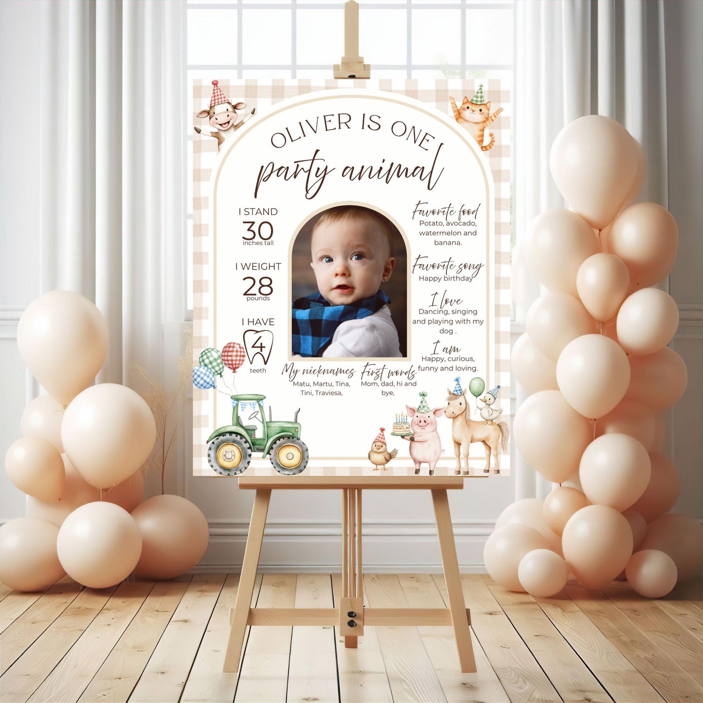 Farm Birthday Milestone Sign Barnyard Party Milestone Poster Cute Farm Animals Instant Download Editable Template First Birthday Decor