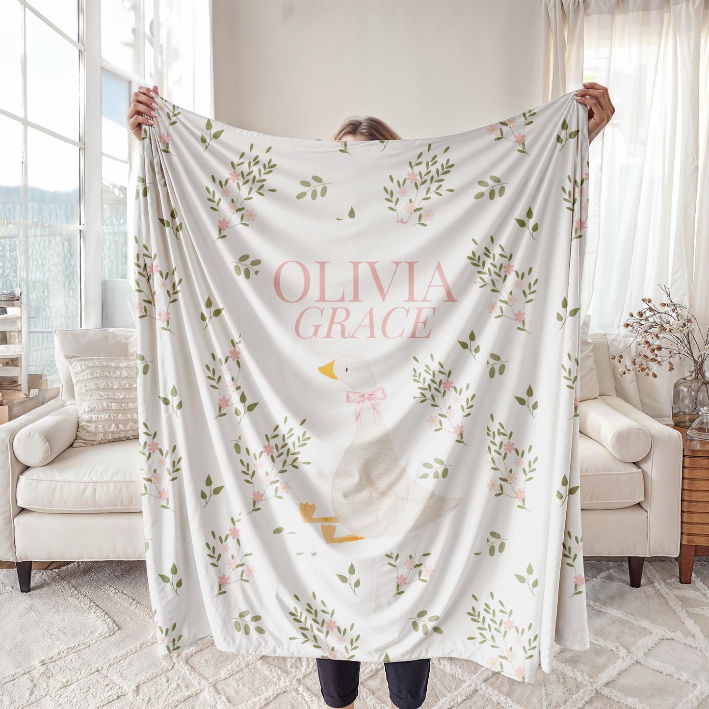 Silly Goose Blanket Floral Personalized Blanket Baby Girl Floral Blanket Custom Baby Gift Girl Baby Shower Gift One silly goose Birthday