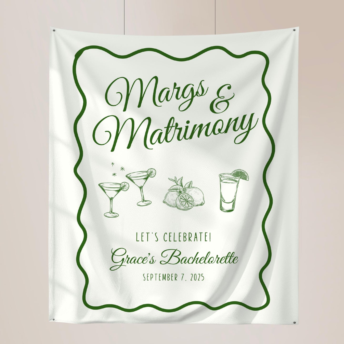 Margs and Matrimony Bachelorette Welcome Final Fiesta Bridal Shower Sign Whimsical Margarita Theme Bachelorette Tapestry Engagement Decor