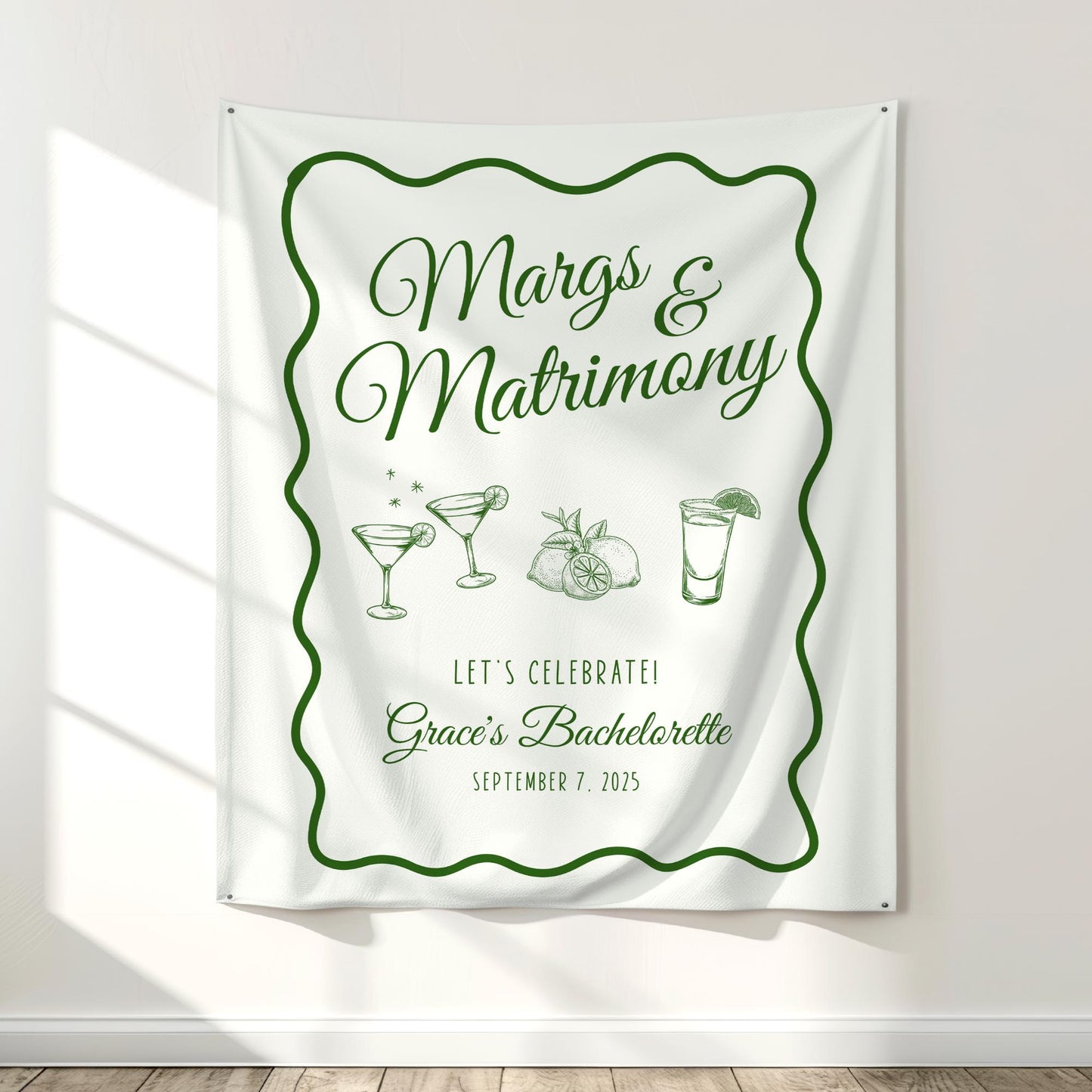 Margs and Matrimony Bachelorette Welcome Final Fiesta Bridal Shower Sign Whimsical Margarita Theme Bachelorette Tapestry Engagement Decor