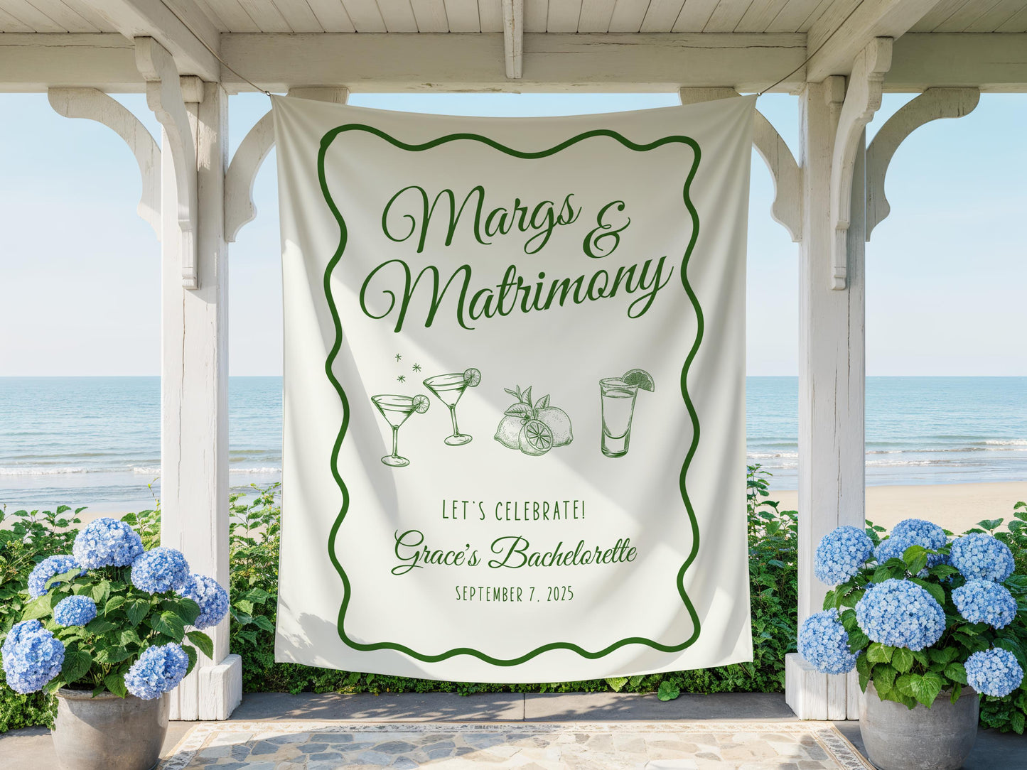 Margs and Matrimony Bachelorette Welcome Final Fiesta Bridal Shower Sign Whimsical Margarita Theme Bachelorette Tapestry Engagement Decor