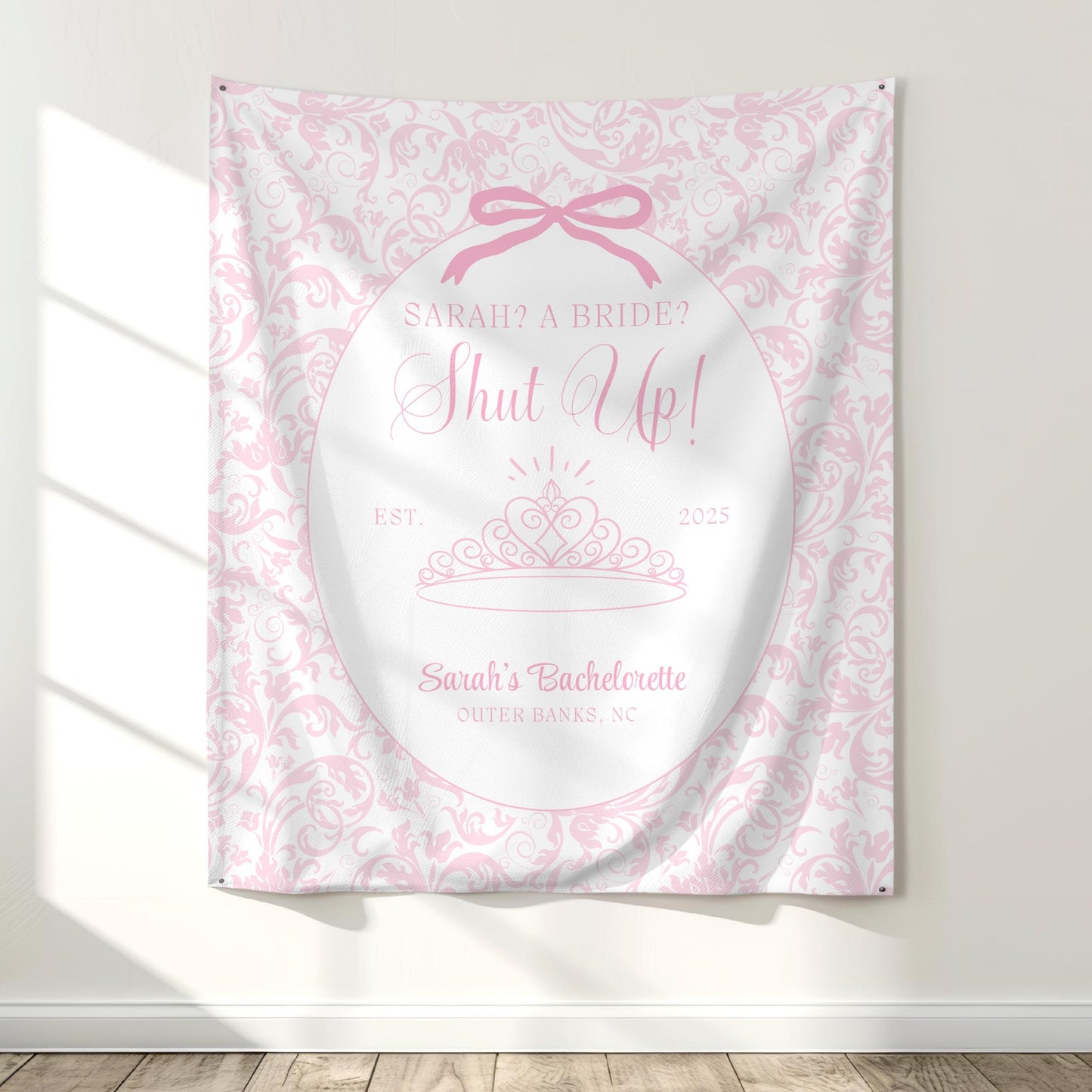 Me? A Bride? Shut Up! Banner Princess Themed Bachelorette Party Supplies Diaries Decor Princess Bridal shower Backdrop Tapestry decor Hen