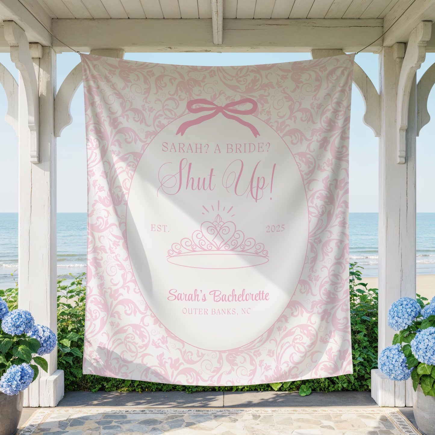 Me? A Bride? Shut Up! Banner Princess Themed Bachelorette Party Supplies Diaries Decor Princess Bridal shower Backdrop Tapestry decor Hen