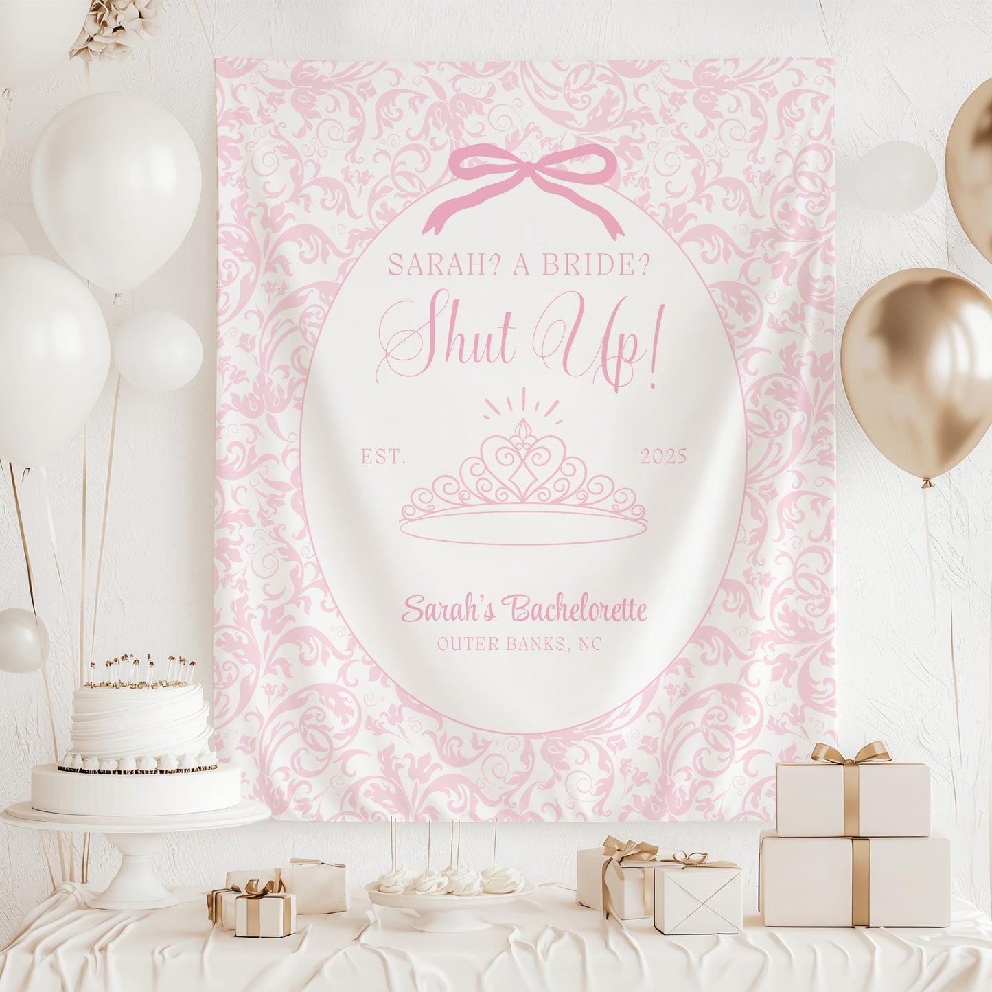 Me? A Bride? Shut Up! Banner Princess Themed Bachelorette Party Supplies Diaries Decor Princess Bridal shower Backdrop Tapestry decor Hen