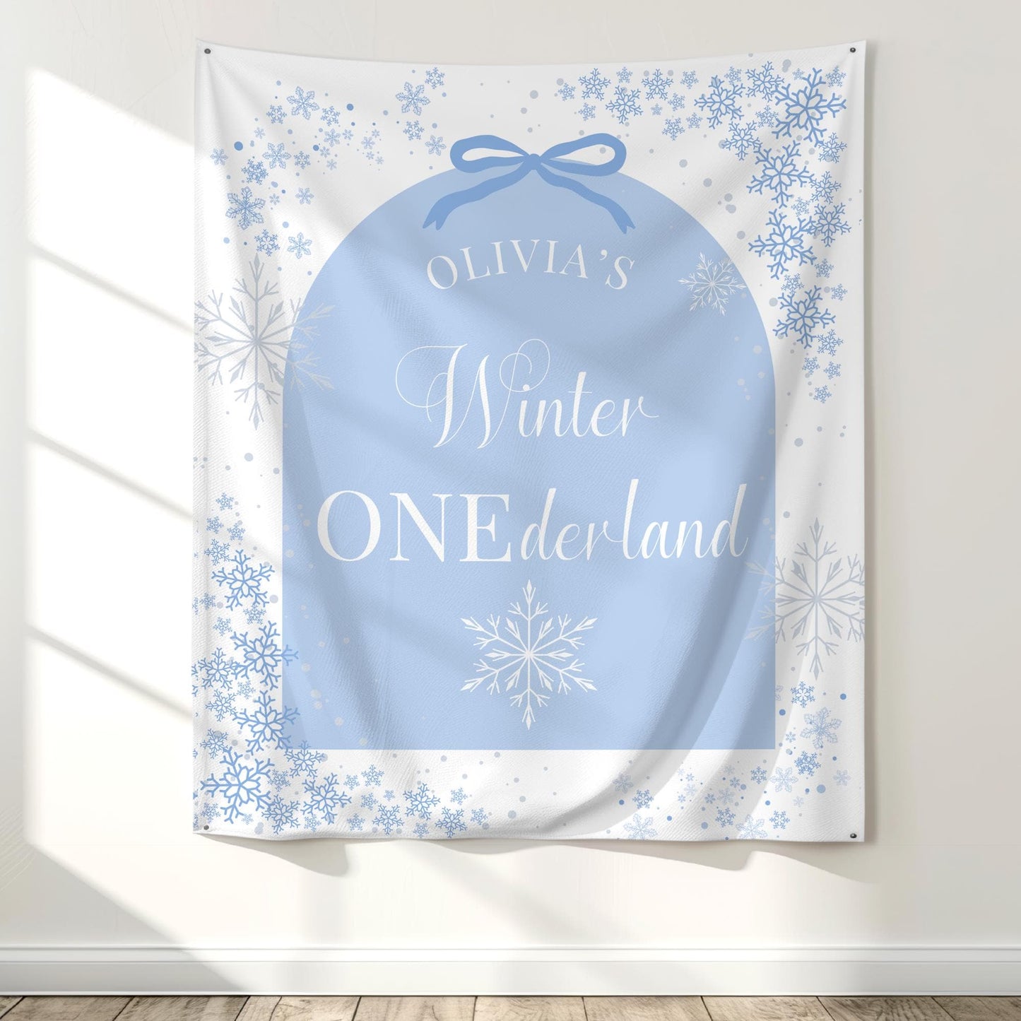 Winter Onederland Birthday Banner Winter Wonderland 1st Birthday Decor Snowflake First Birthday Welcome Sign, Christmas Birthday Tapestry