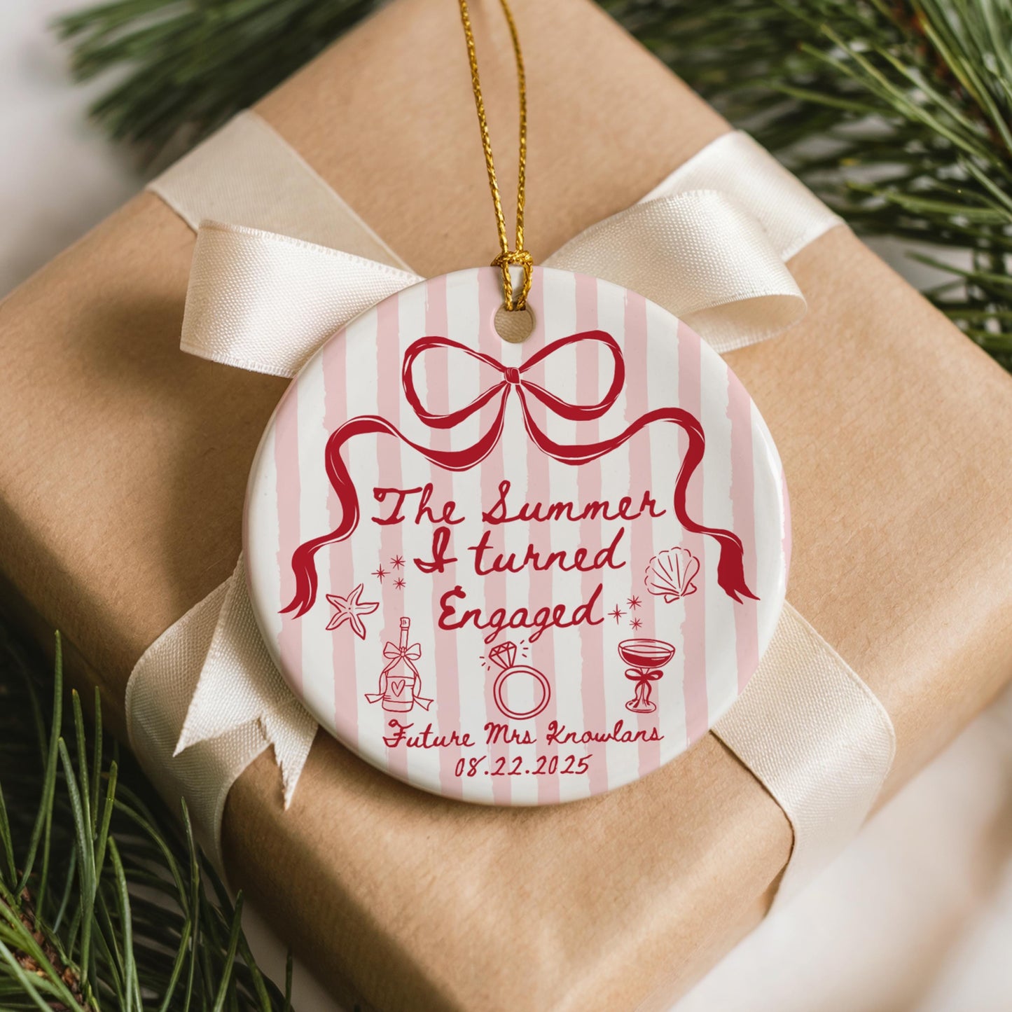 engaged christmas, the summer i turned, future mr and mrs, engagement ornament, custom engagement, name ornament, engagement gift, funny couple gift, best friend gift, bride to be, ceramic ornament, christmas ornament, engagement party