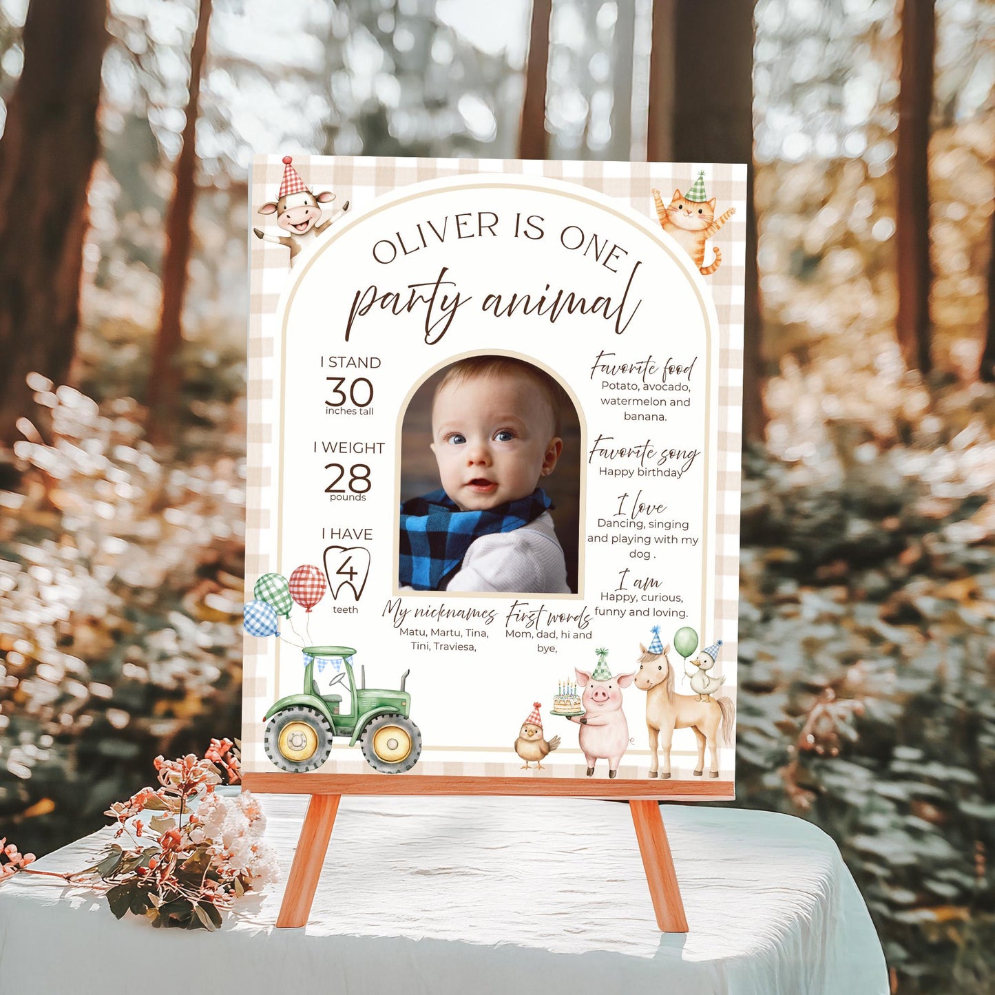 Farm Birthday Milestone Sign Barnyard Party Milestone Poster Cute Farm Animals Instant Download Editable Template First Birthday Decor