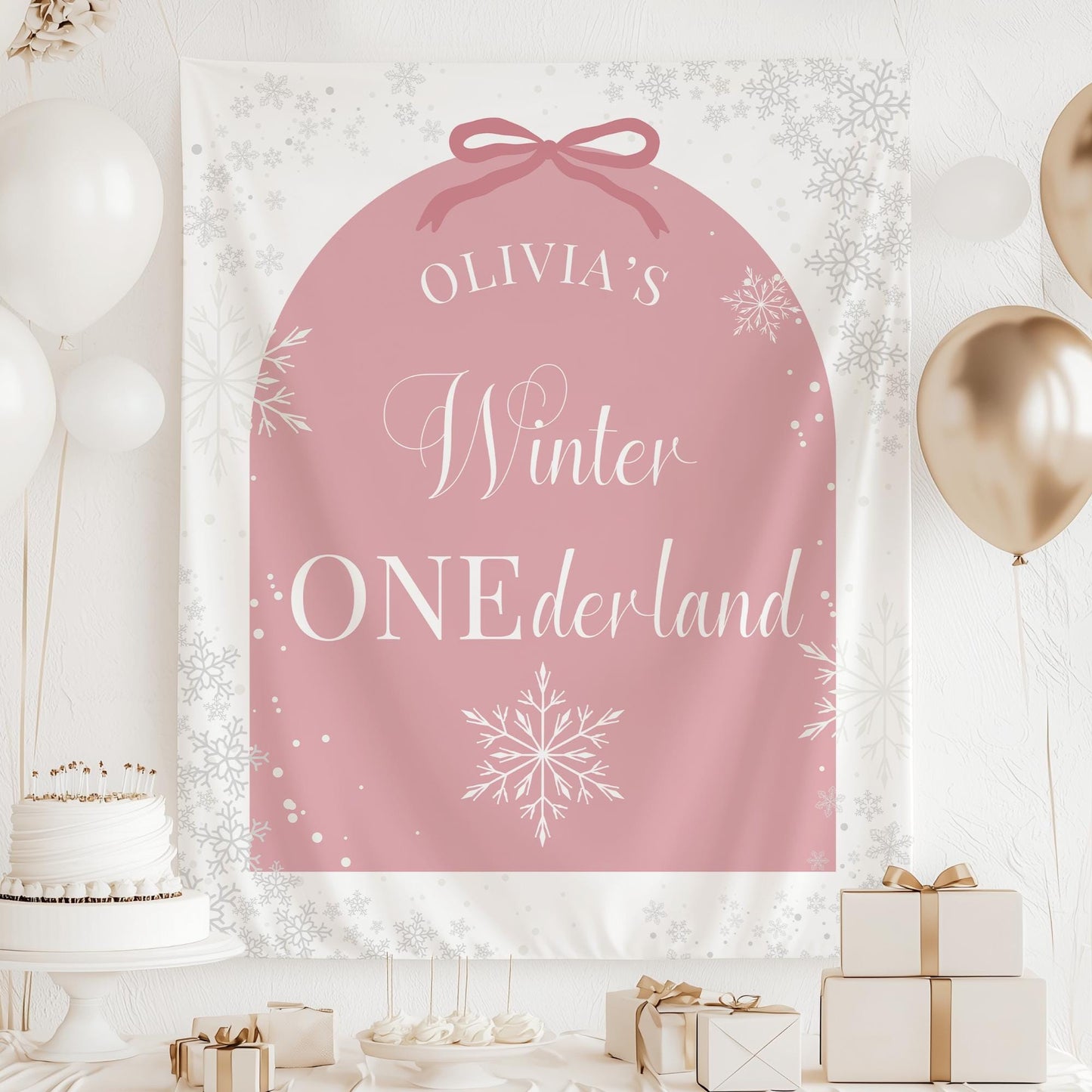 Winter Onederland Birthday Banner Winter Wonderland 1st Birthday Decor Snowflake First Birthday Welcome Sign, Christmas Birthday Tapestry