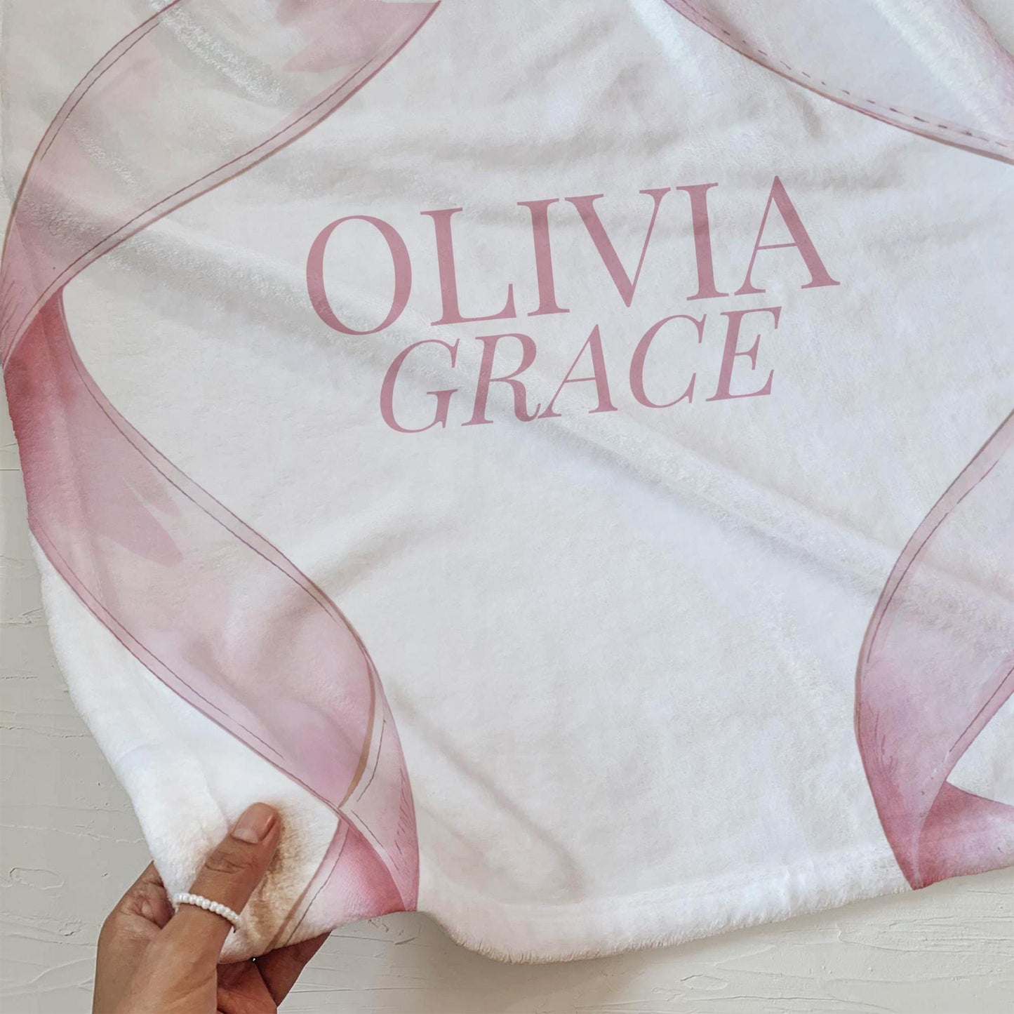 Pink Bow Personalized Blanket Baby Girl Coquette Blanket Gingham Baby Blanket Custom Baby Gift Girl Baby Shower Gift New Baby Girl Gift