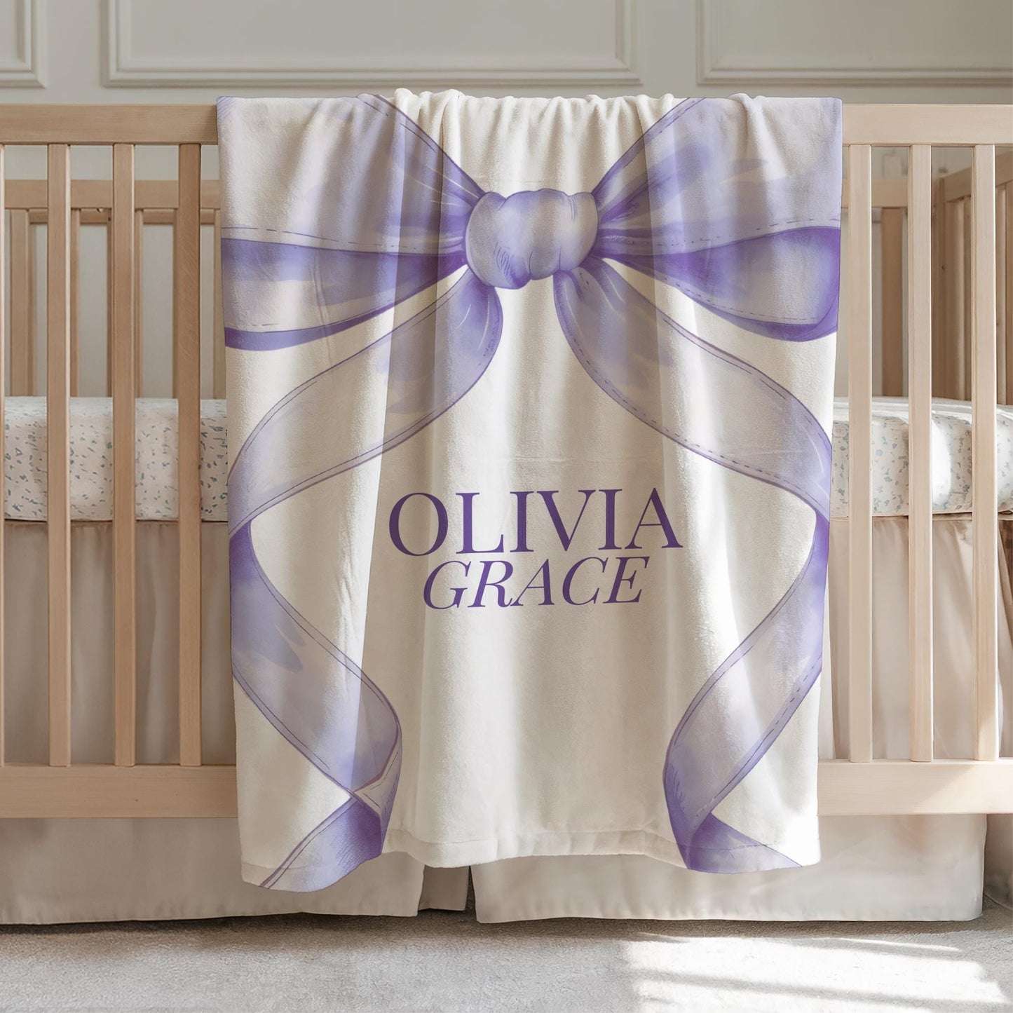 Pink Bow Personalized Blanket Baby Girl Coquette Blanket Gingham Baby Blanket Custom Baby Gift Girl Baby Shower Gift New Baby Girl Gift