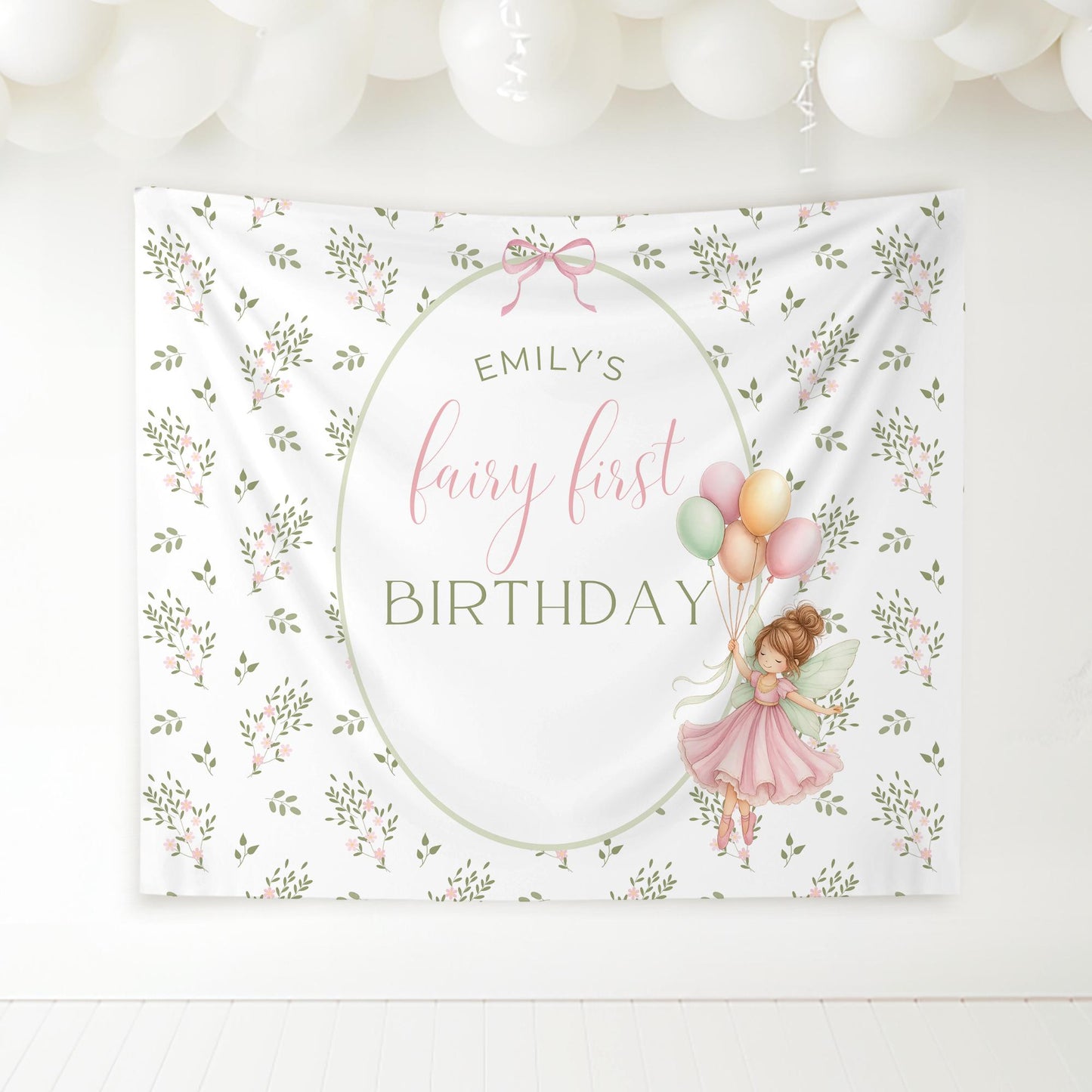 Fairy First Birthday Banner, Enchanted Garden Decor, Custom Name Banner, Magical Birthday Party Supplies