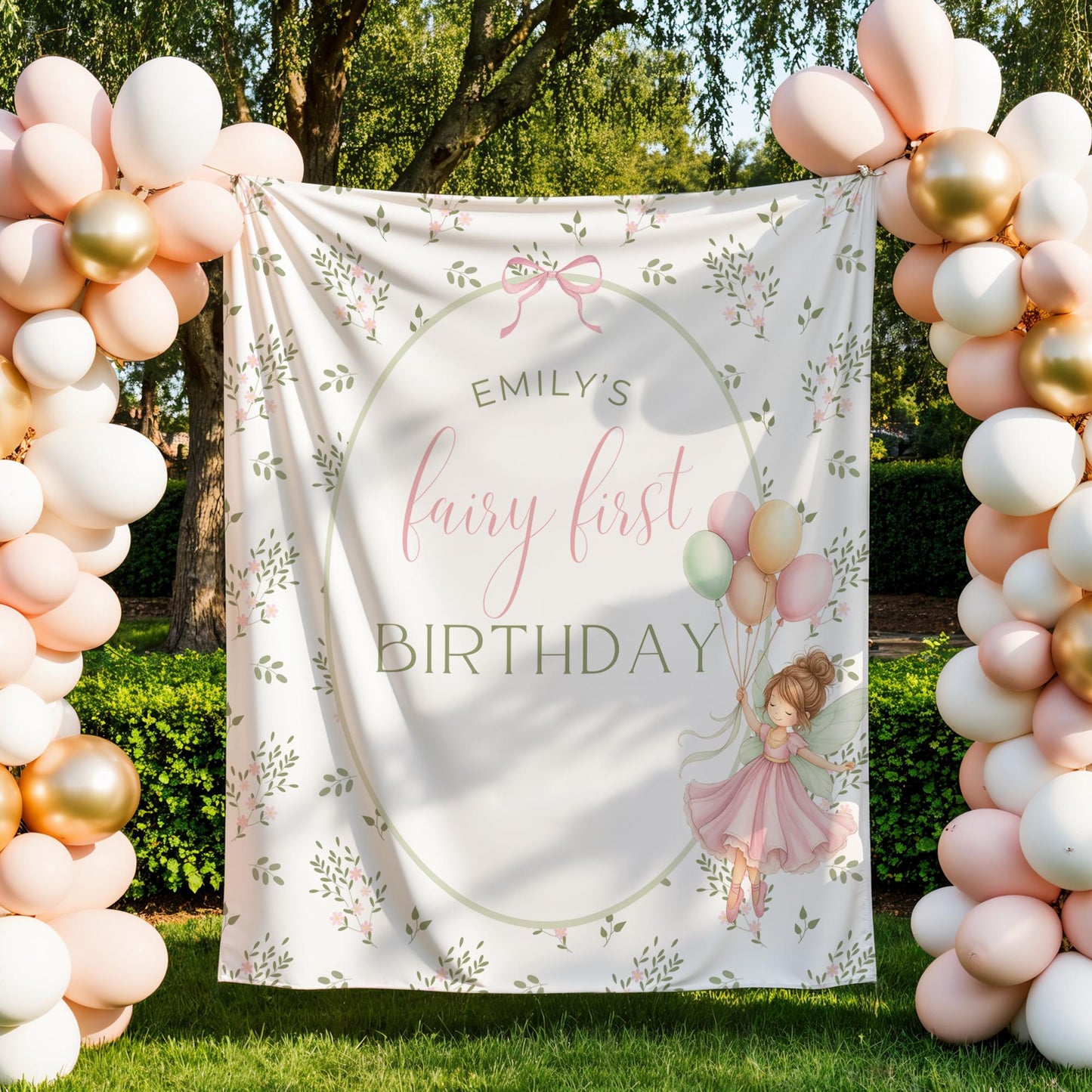 Fairy First Birthday Banner Personalized Party Decor Whimsical Garden Theme Custom Birthday Celebration Custom Highchair Banner 1st birthday