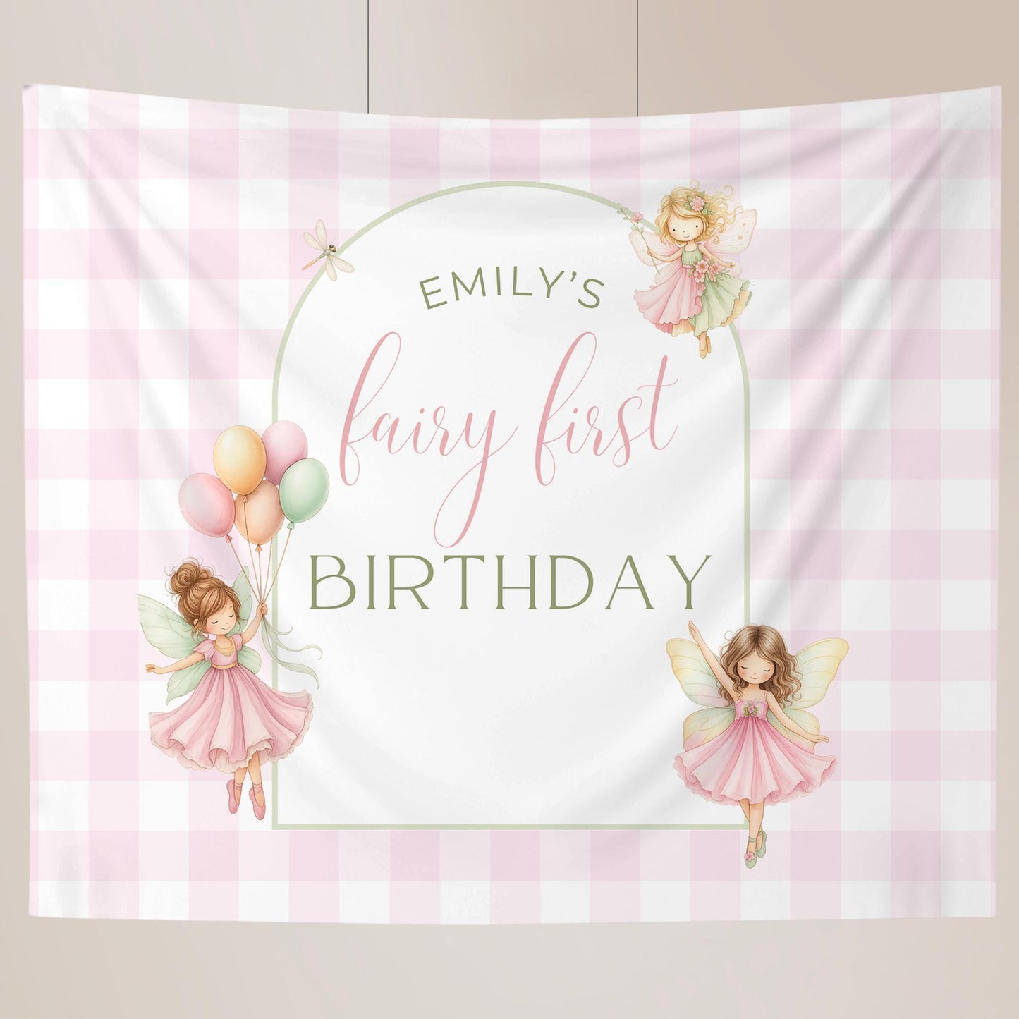 Fairy Birthday Backdrop Banner Girl 1st Birthday Decor Whimsical Enchanted Forest Magical Floral Garden Tea Party Photo Booth