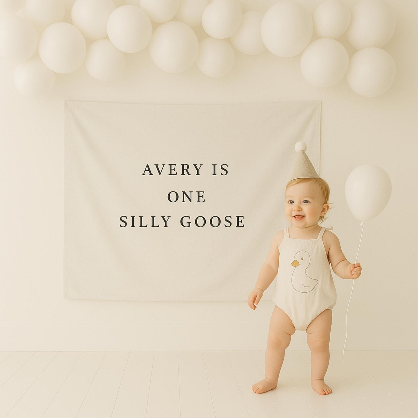 One Silly Goose Birthday Personalized Banner 1st Birthday Silly Goose Party Decor Photo Backdrop Goose Custom Banner First Birthday Ideas