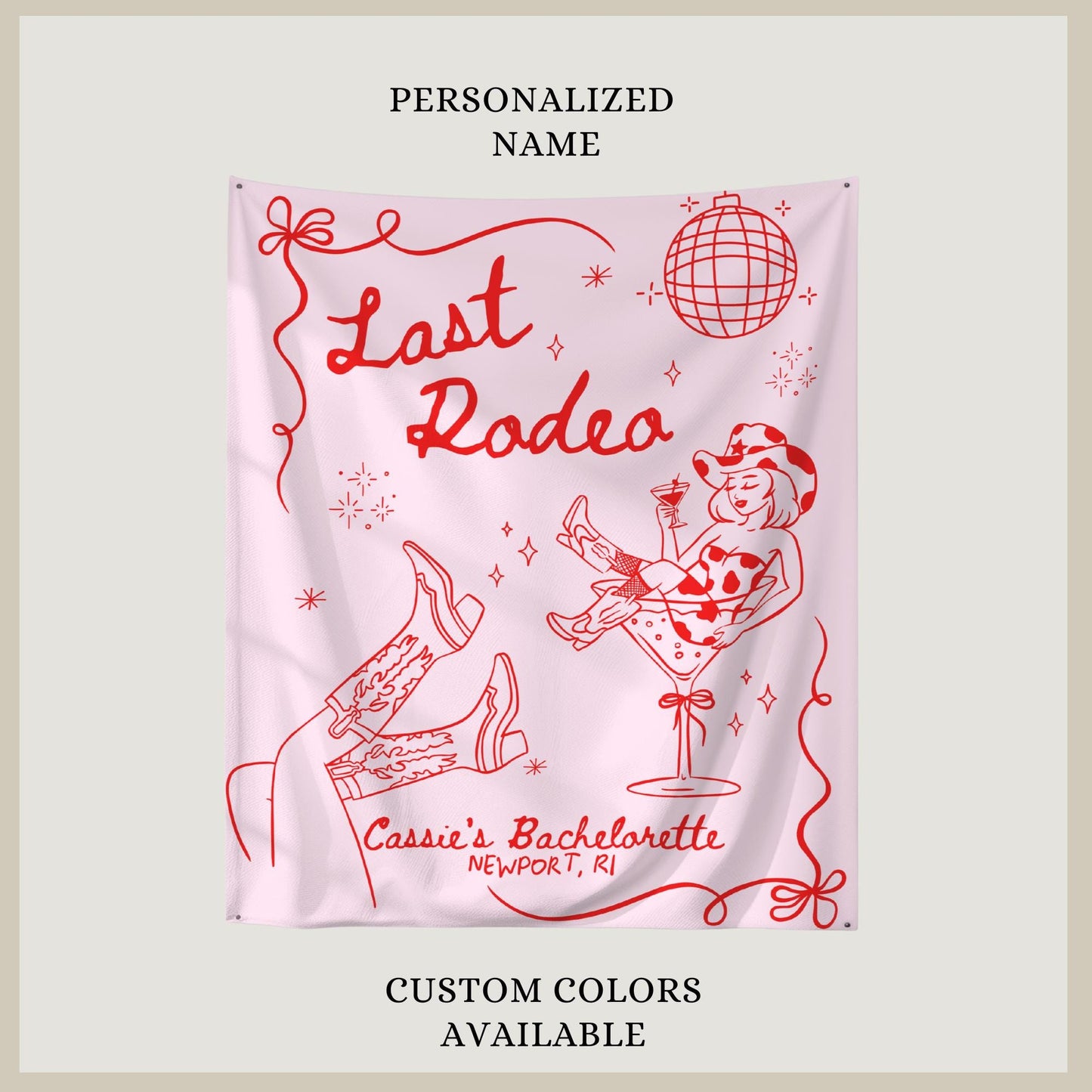 Last Rodeo Bachelorette Banner Cowgirl Themed Photo Backdrop Personalized Disco Cowgirl Bridal Shower Wall Decor Large Western Party Sign