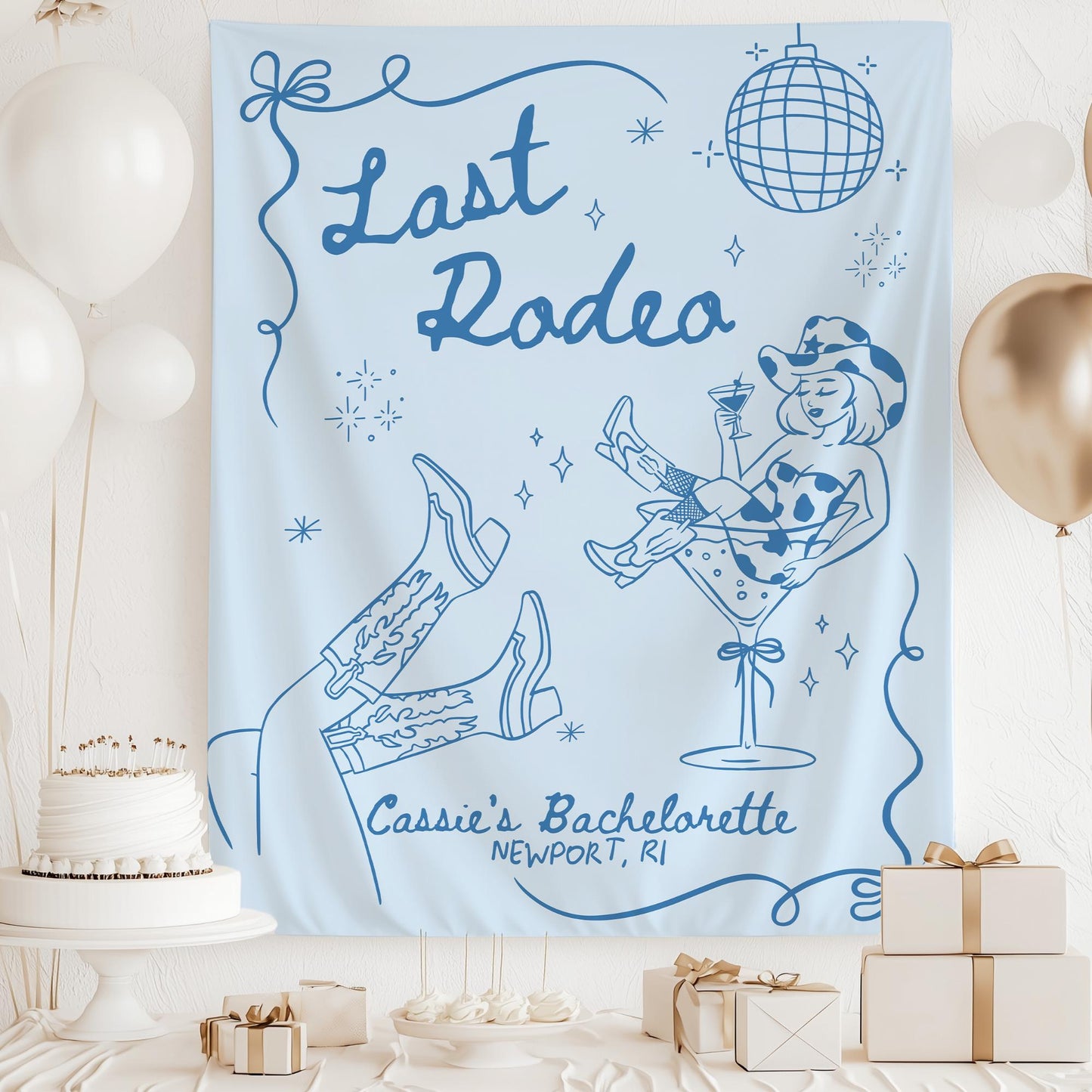 Last Rodeo Bachelorette Banner, Disco Cowboy Party Decorations, Custom Sign for Your Final Celebration