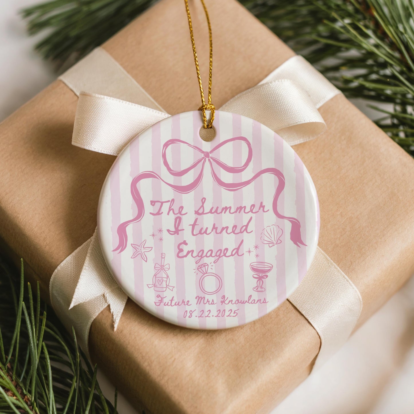engaged christmas, the summer i turned, future mr and mrs, engagement ornament, custom engagement, name ornament, engagement gift, funny couple gift, best friend gift, bride to be, ceramic ornament, christmas ornament, engagement party