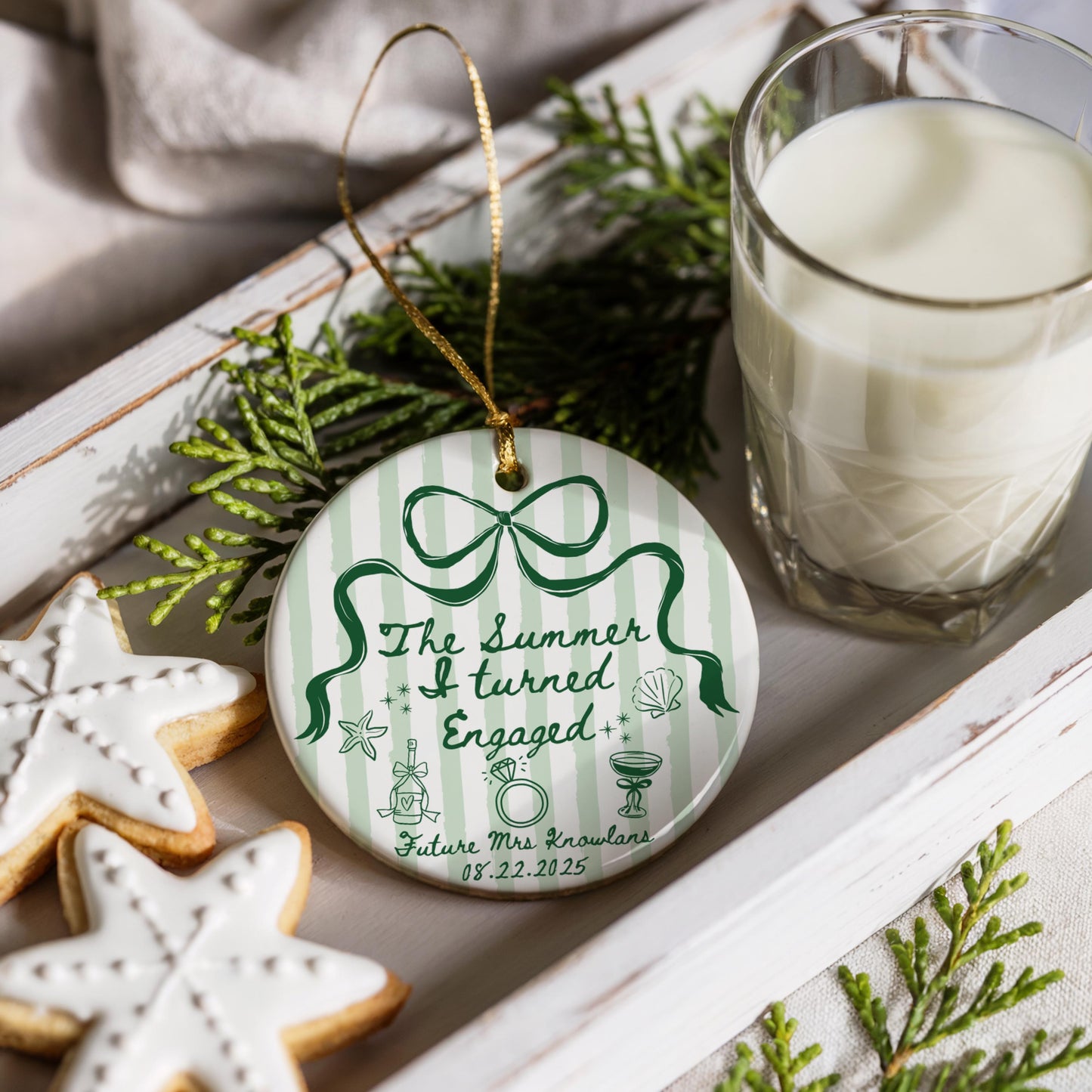 The Summer I Turned Engaged Ornament Custom Engagement Christmas Ornament Personalized Newly Engaged Gift Bridal Shower Engagement Ornament