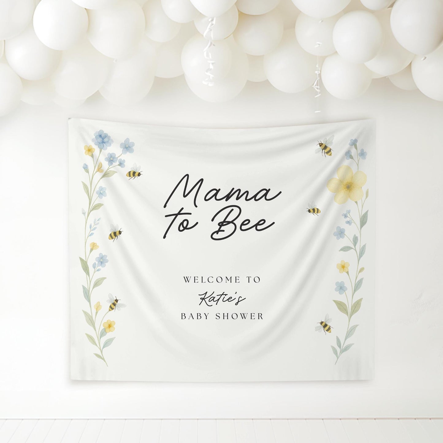 Mama to Bee Baby Shower Banner Honeycomb Decor Bee Theme Party Decorations Gender Reveal Banner Floral Bee Decor Bee Baby Shower Sign
