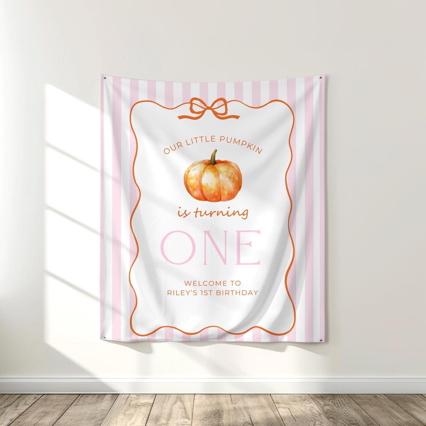 Our Little Pumpkin is Turning One Birthday Banner, Custom 1st Birthday Decorations, Fall Theme Party Sign