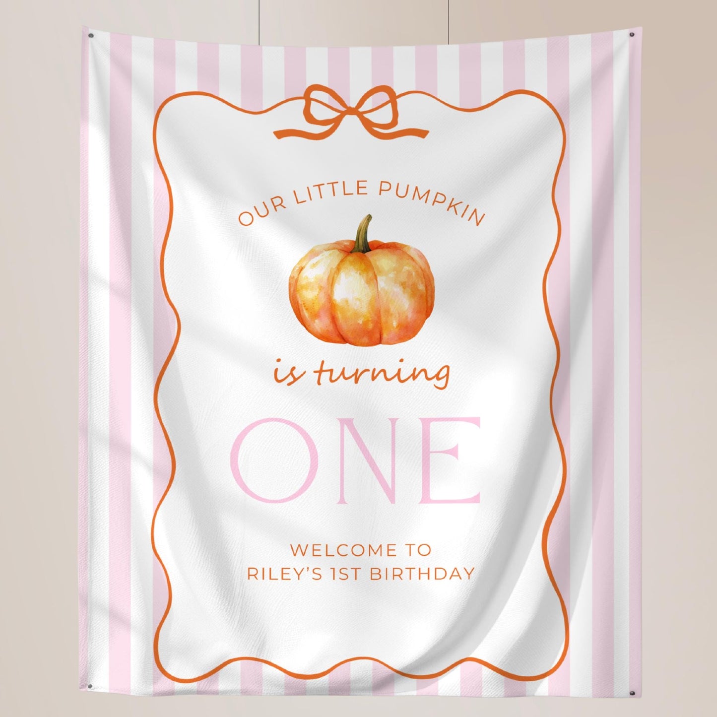 Our Little Pumpkin is Turning One Birthday Banner, Fall 1st Birthday Sign, Autumn Party Decorations, Custom Design