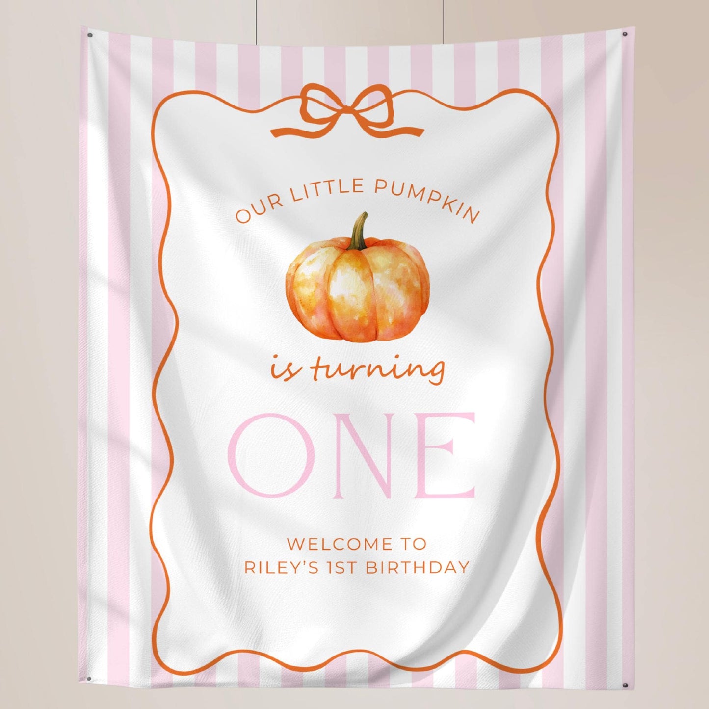 Our Little Pumpkin is Turning One Birthday Banner, Fall 1st Birthday Sign, Autumn Party Decorations, Custom Design