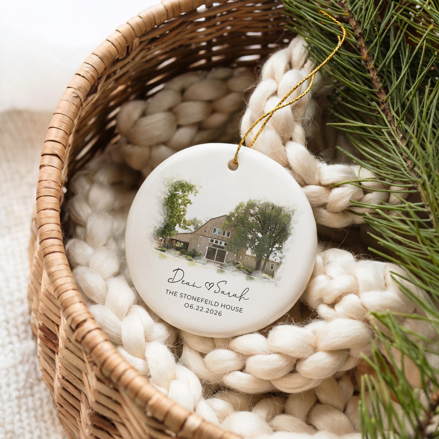 Wedding Venue Ornament, Custom Personalized Keepsake Gift for Newlyweds, Unique Christmas Decoration