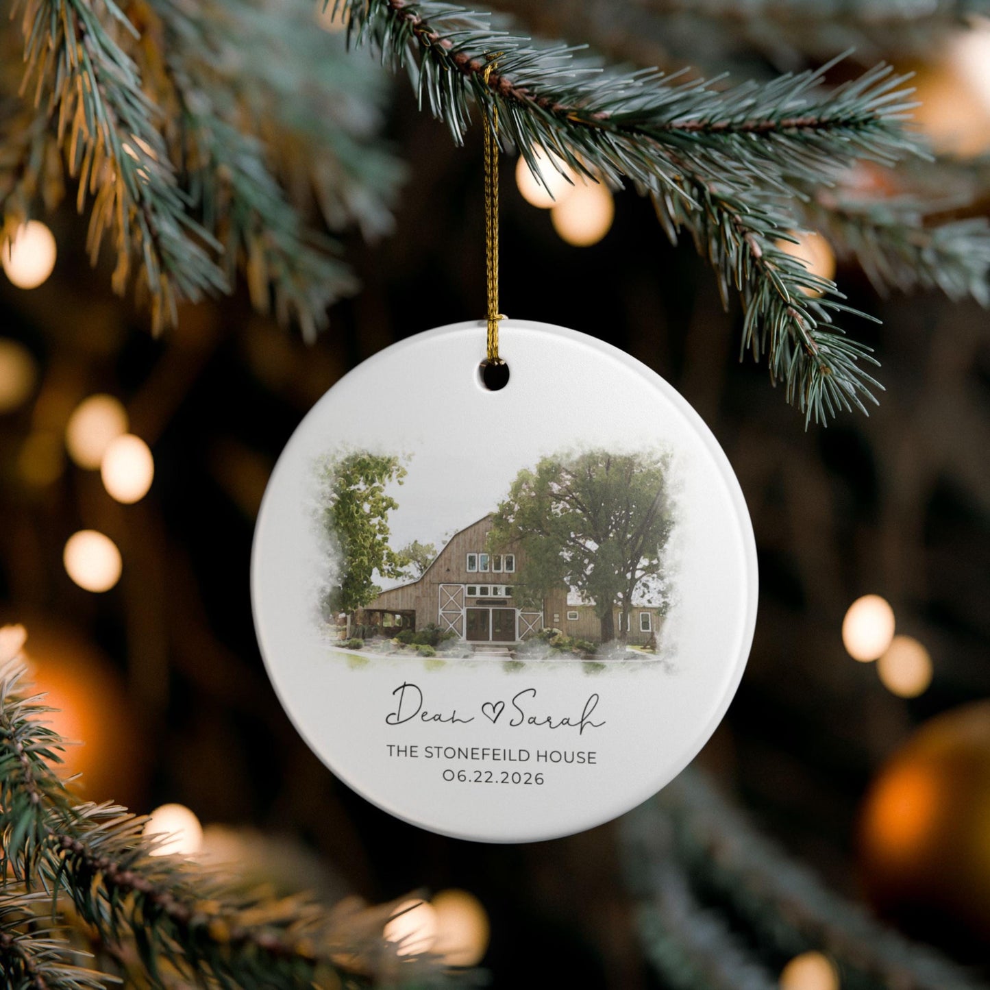 Wedding Venue Ornament, Custom Gift for Newlyweds, Unique Personalized Keepsake for Christmas Celebrations