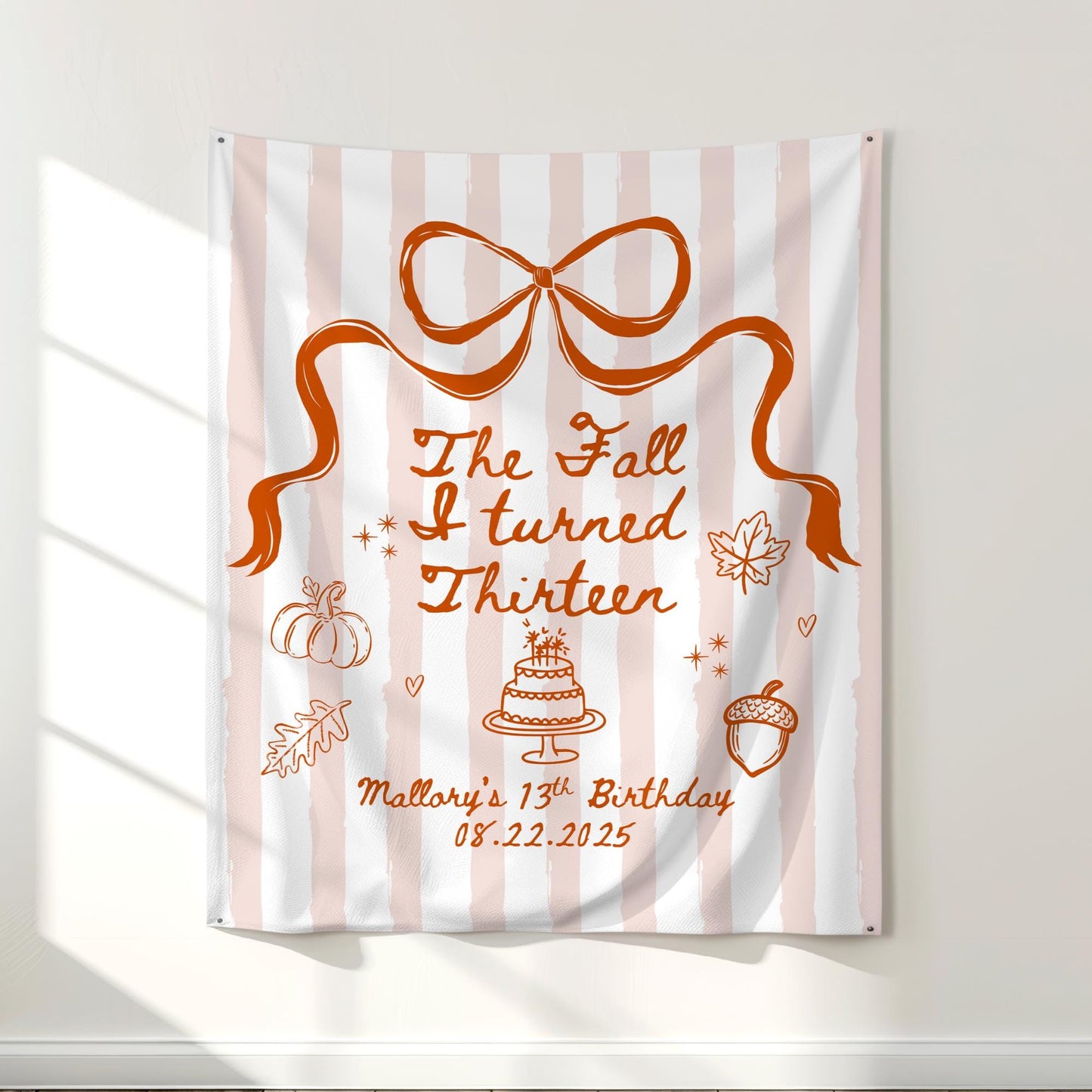 The Fall I turned 13 Birthday Banner Any Age Custom Party Sign Autumn Birthday Decor Photo Backdrop Teen Girl Party Supplies Welcome Sign