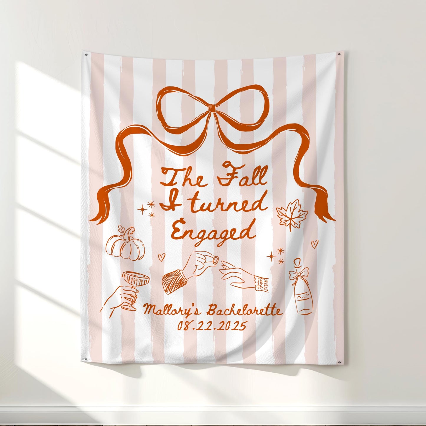 The Fall I Turned Engaged Banner Personalized Autumn Bachelorette Party Decor Engagement Bridal Shower Photo Backdrop