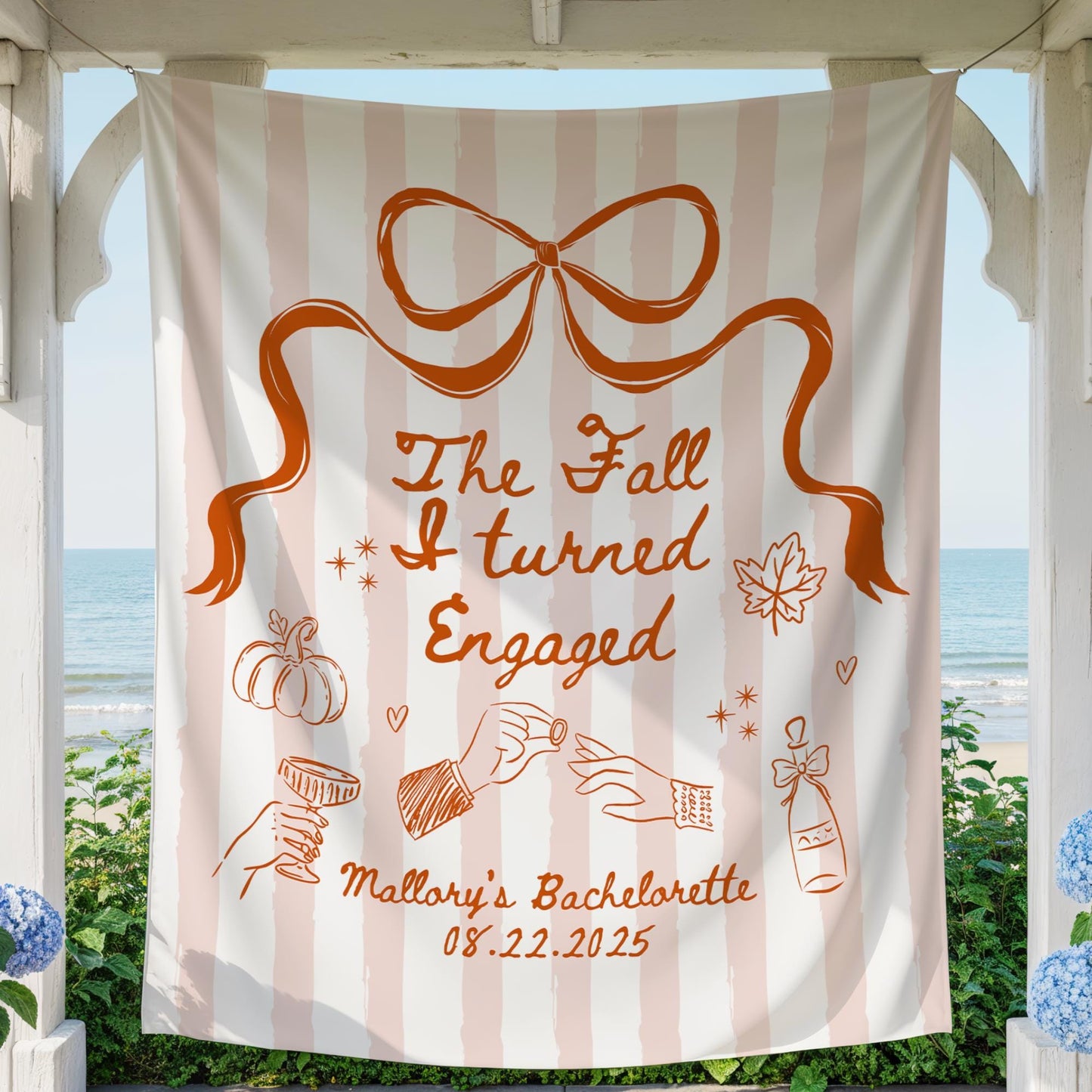 The Fall I Turned Engaged Banner Personalized Autumn Bachelorette Party Decor Engagement Bridal Shower Photo Backdrop