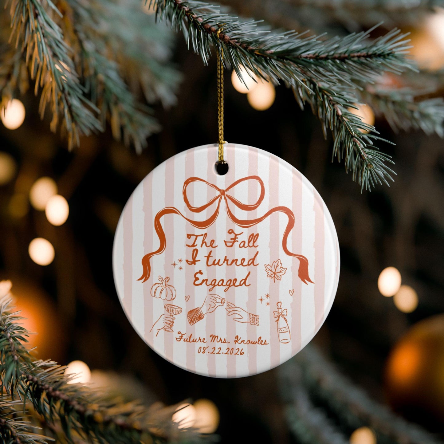 The Fall I Turned Engaged Ornament Bride to Be Christmas Gift Future Mr and Mrs Ceramic Ornament for Couple Best Friend Engagement Gift