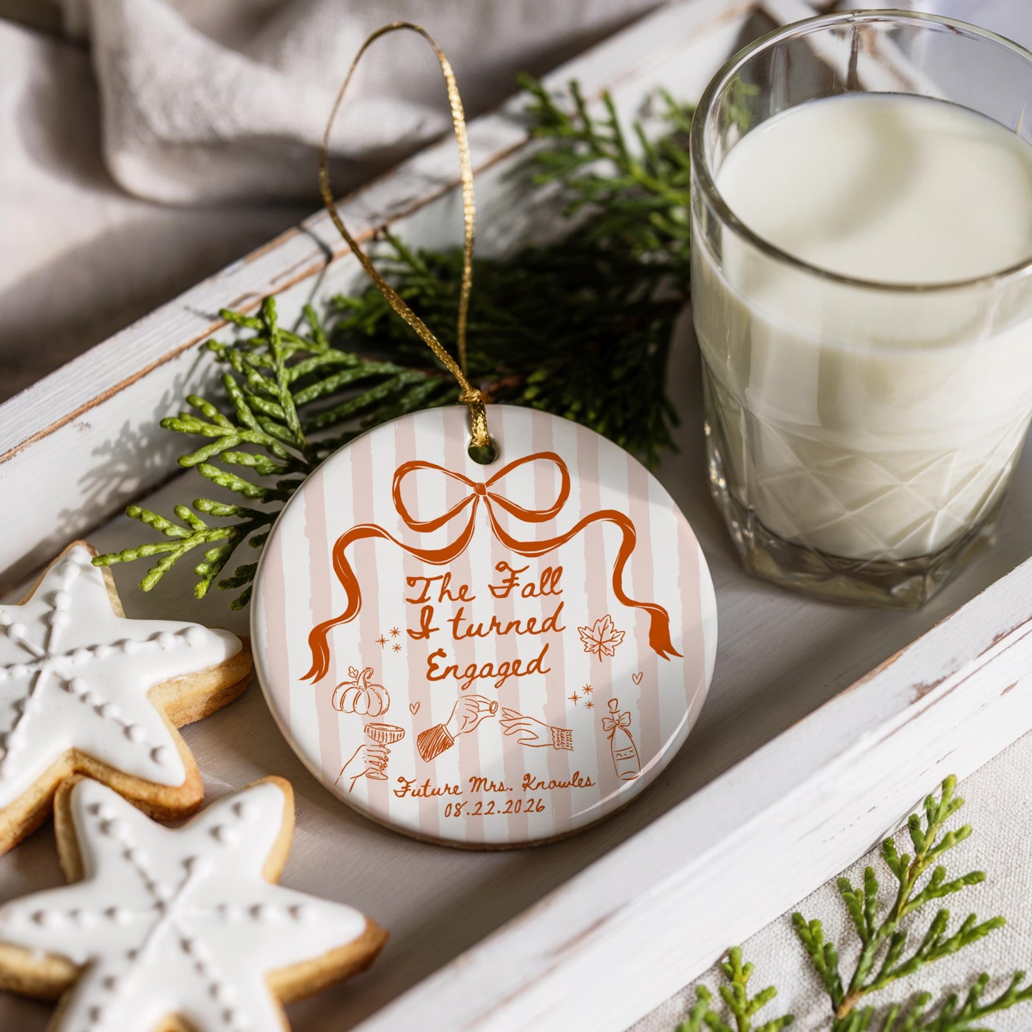 The Fall I Turned Engaged Ornament Bride to Be Christmas Gift Future Mr and Mrs Ceramic Ornament for Couple Best Friend Engagement Gift