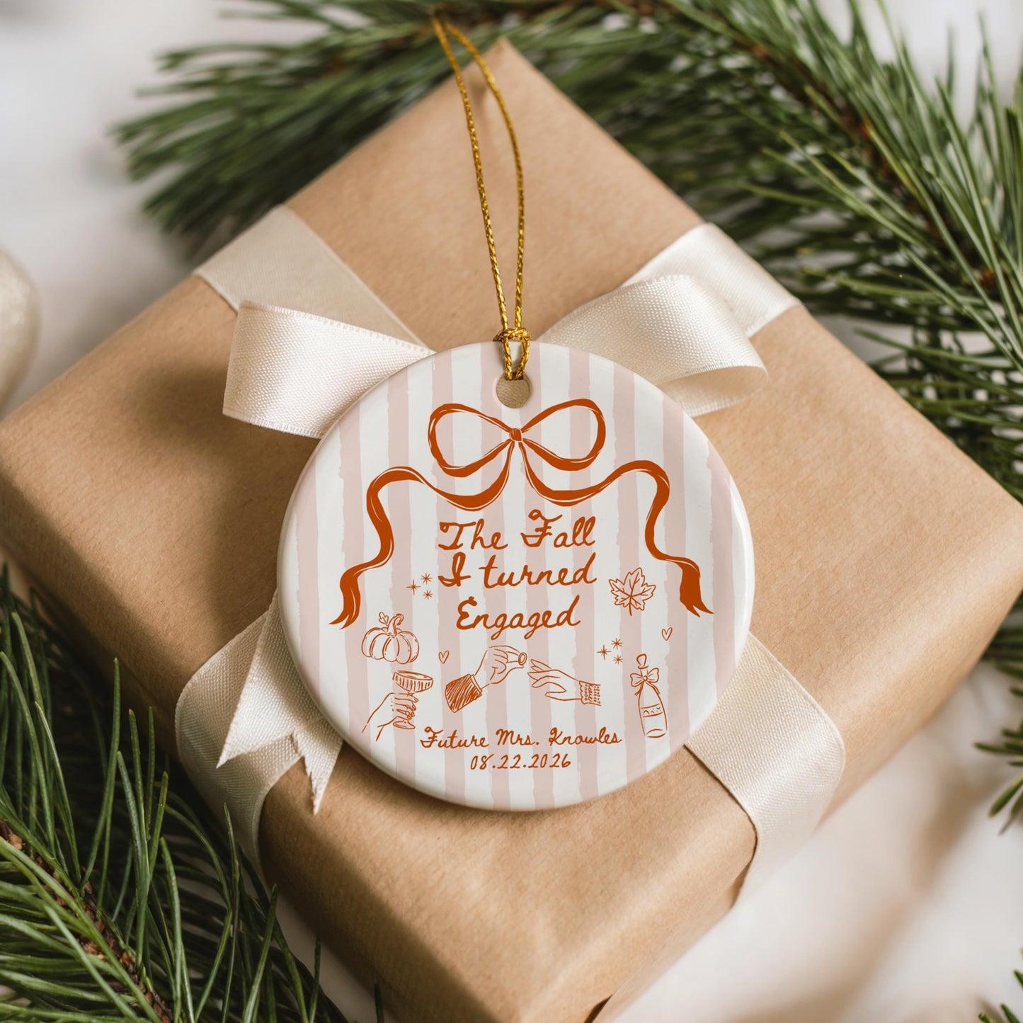 The Fall I Turned Engaged Ornament Bride to Be Christmas Gift Future Mr and Mrs Ceramic Ornament for Couple Best Friend Engagement Gift