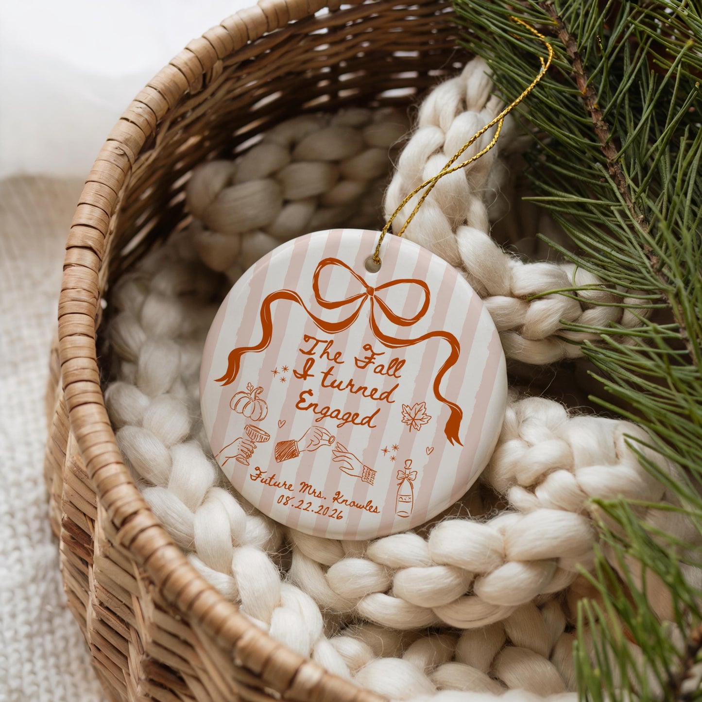The Fall I Turned Engaged Ornament Bride to Be Christmas Gift Future Mr and Mrs Ceramic Ornament for Couple Best Friend Engagement Gift