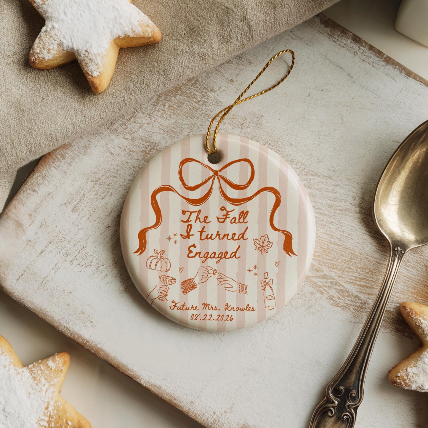 The Fall I Turned Engaged Ornament Bride to Be Christmas Gift Future Mr and Mrs Ceramic Ornament for Couple Best Friend Engagement Gift