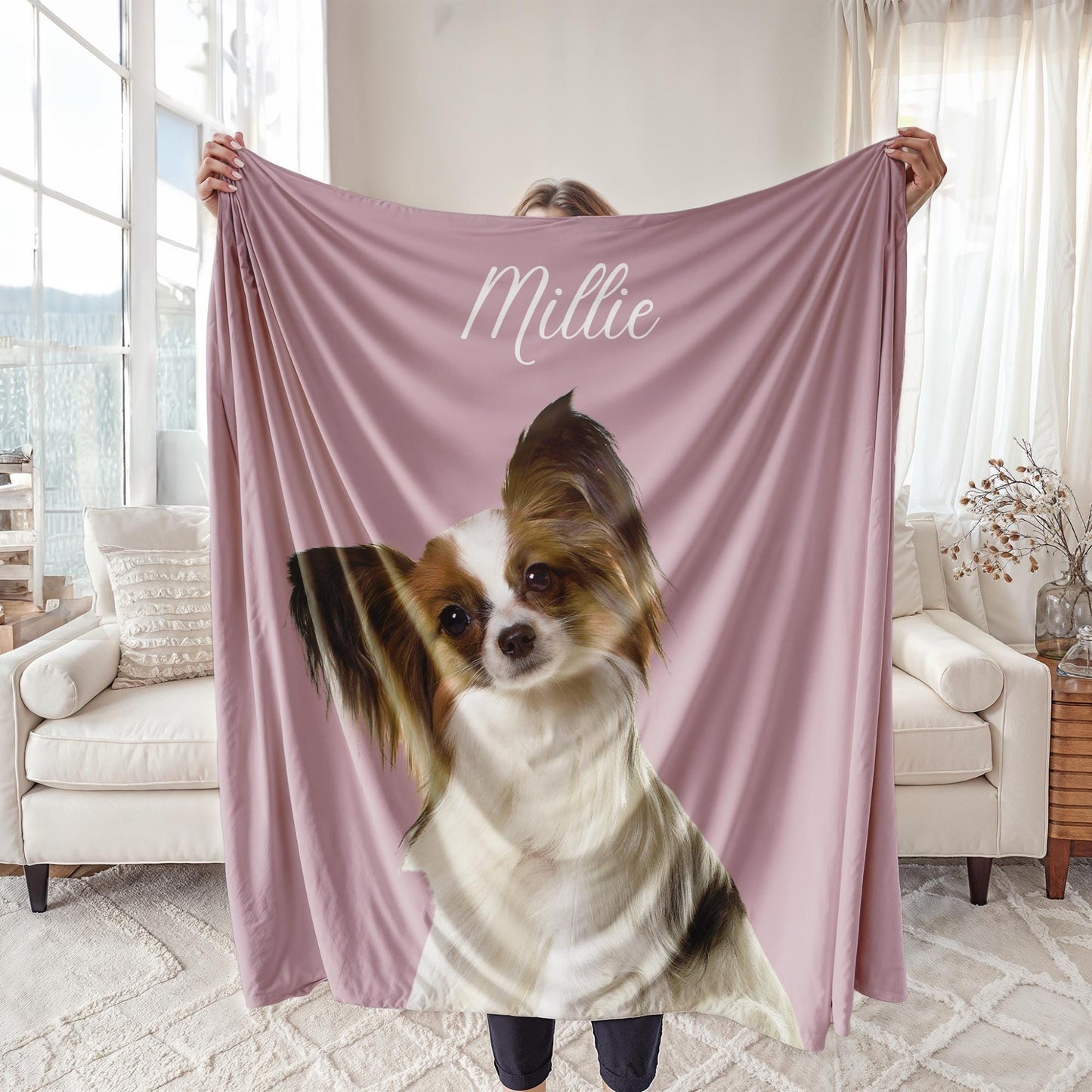 Pet Photo Blanket, Custom Pet Blanket with Name, Personalized Dog Lover Gift, Unique Memorial Keepsake for Pet Owners