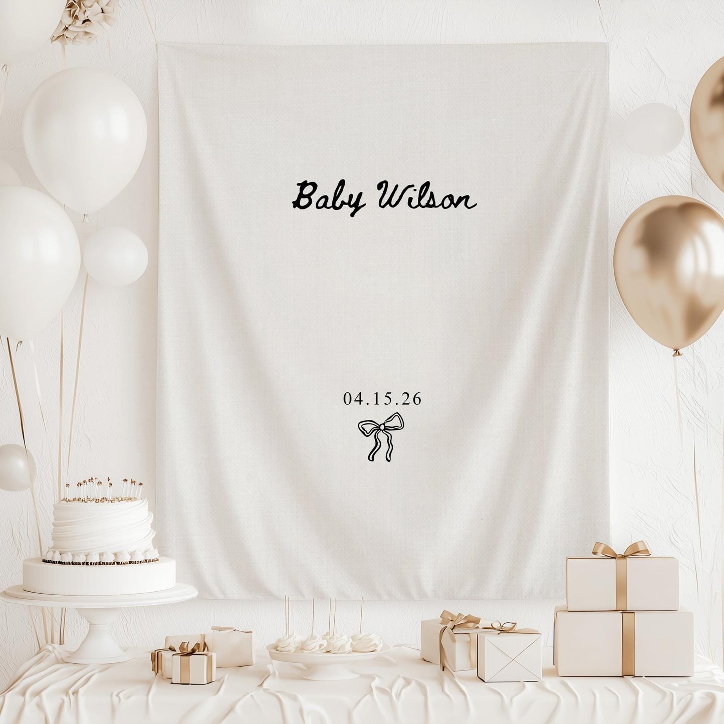 Baby Shower Banner, Custom Fabric Minimalist Welcome Sign, Personalized Baby Shower Decor, Elegant Backdrop