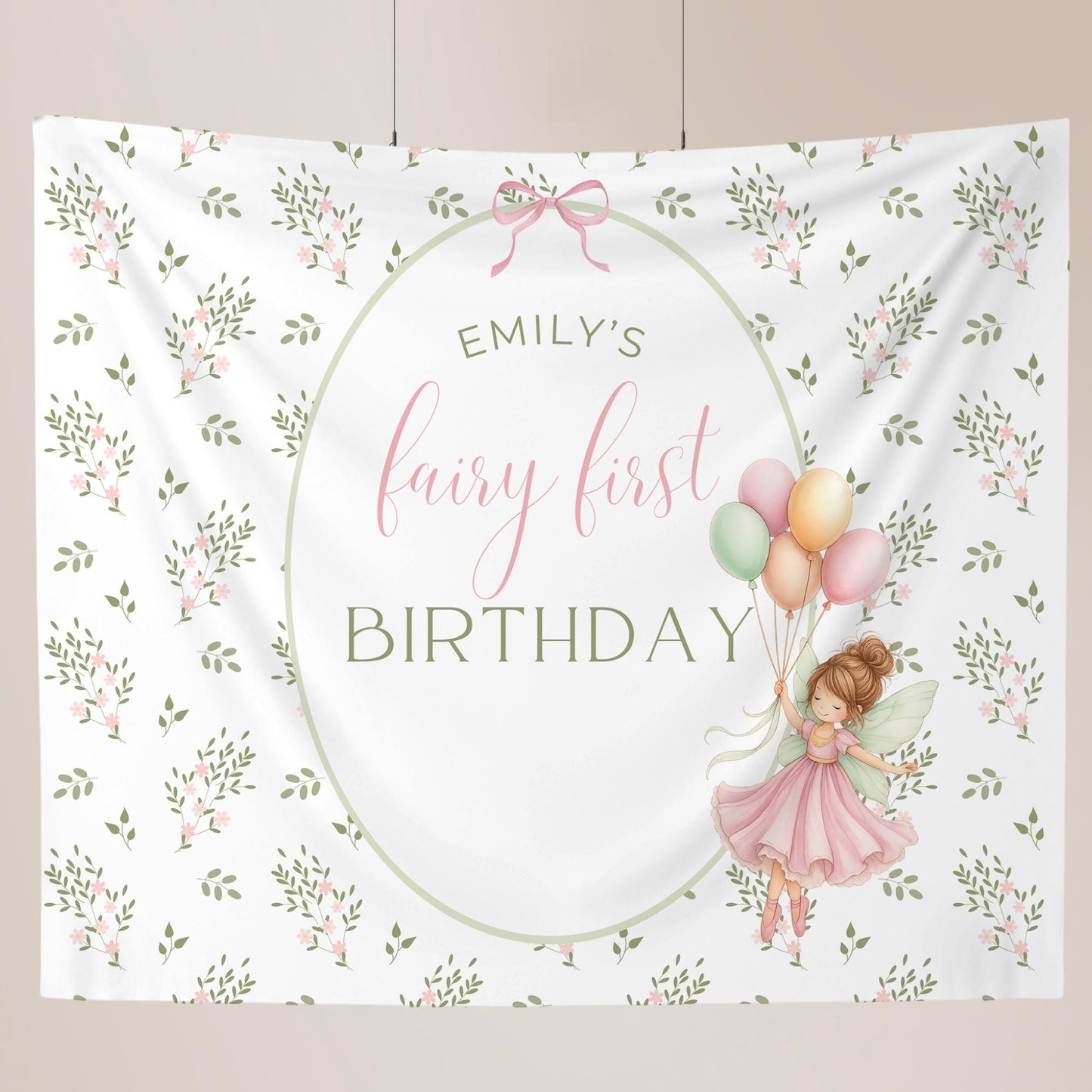Fairy First Birthday Banner, Personalized Fairy Party Supplies, Magical Garden Decor, Custom Birthday Banner