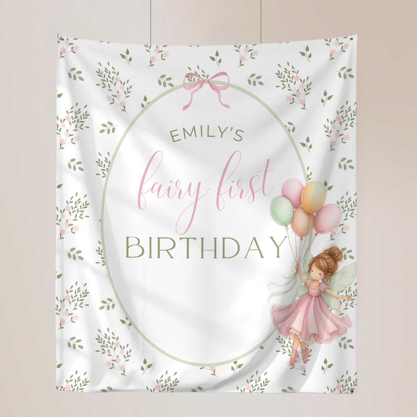 Fairy First Birthday Banner, Personalized Fairy Party Supplies, Magical Garden Decor, Custom Birthday Banner