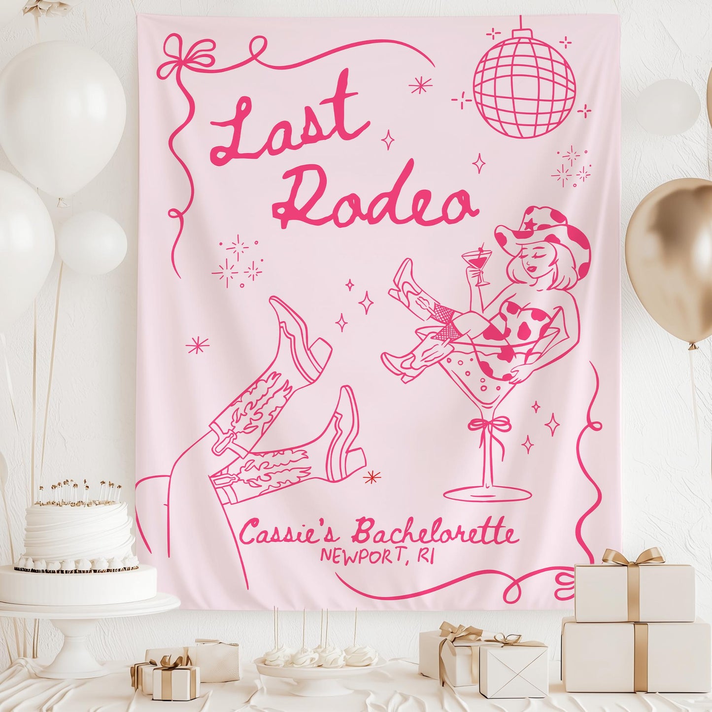 Last Rodeo Bachelorette Party Banner, Disco Cowboy Decorations, Custom Sign for Your Final Hoedown