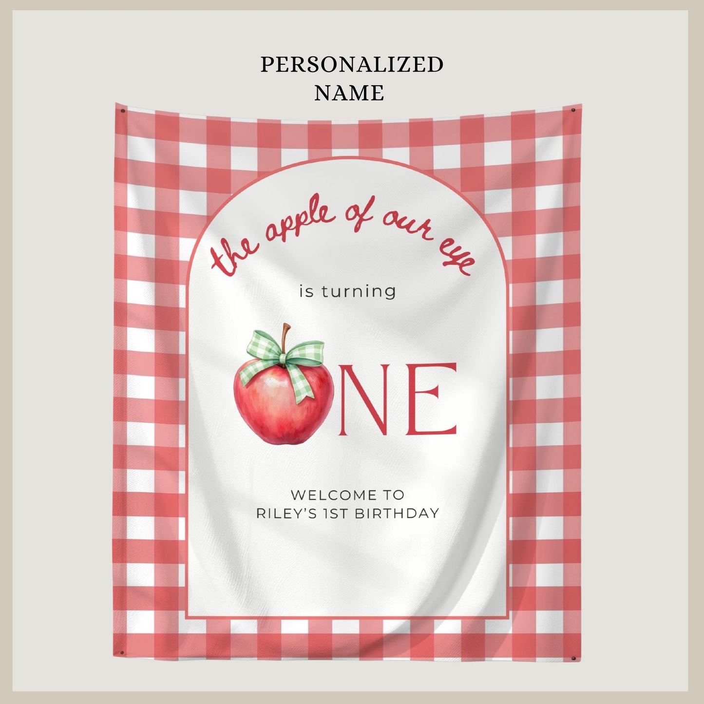 Apple of our eye is One First Birthday Banner 1st Birthday Autumn Party Decor Photo Backdrop Apple theme Custom Banner Fall Welcome sign
