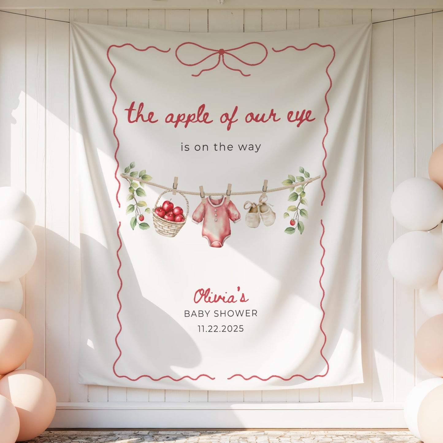 Apple Of Our Eye Baby Shower Decorations Fall Baby Shower Banner Autumn Shower Backdrop Apple Theme Baby Shower Apple of My Eye Welcome Sign