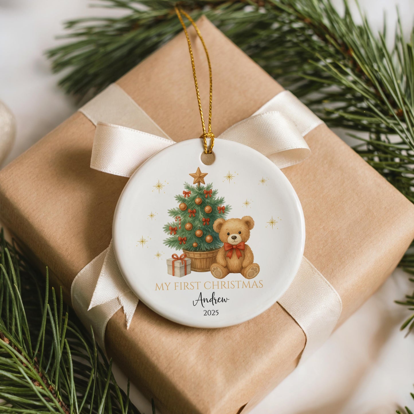 Babys First Christmas Ornament, Custom Newborn Keepsake, Personalized Baby Gift, Holiday Decoration, Unique Gift