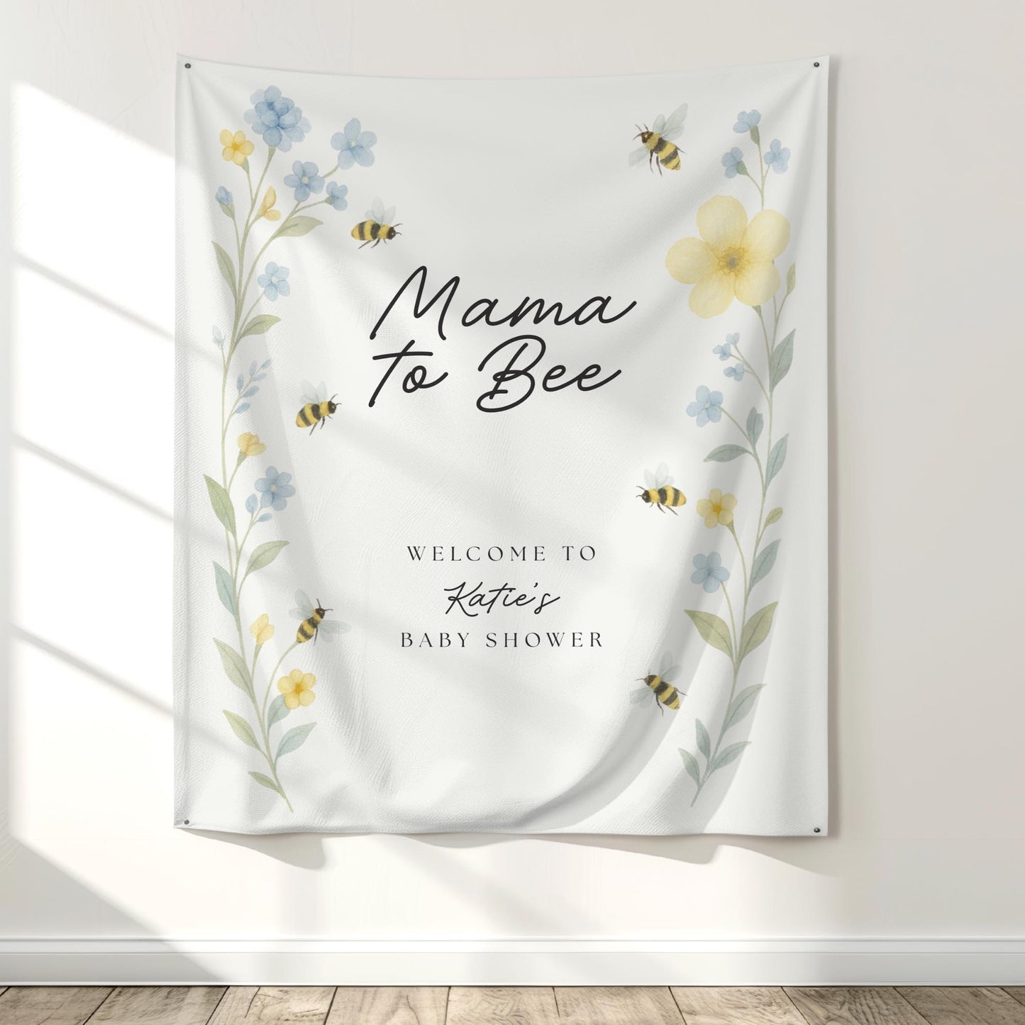 Mama to Bee Baby Shower Banner, Adorable Bee Decor, Honeycomb Party Decorations, Gender Reveal Banner