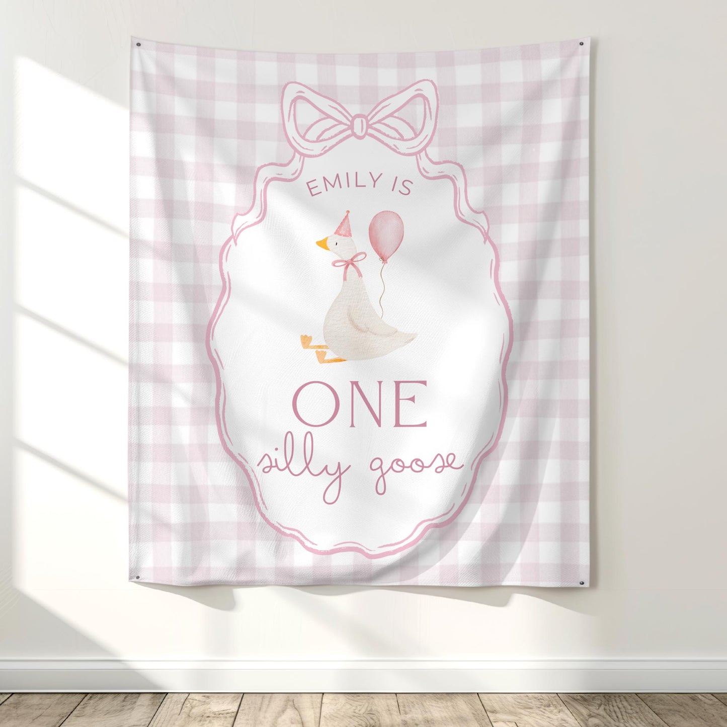 One Silly Goose Birthday Personalized Banner 1st Birthday Silly Goose Party Decor Photo Backdrop Goose Custom Banner First Birthday Ideas