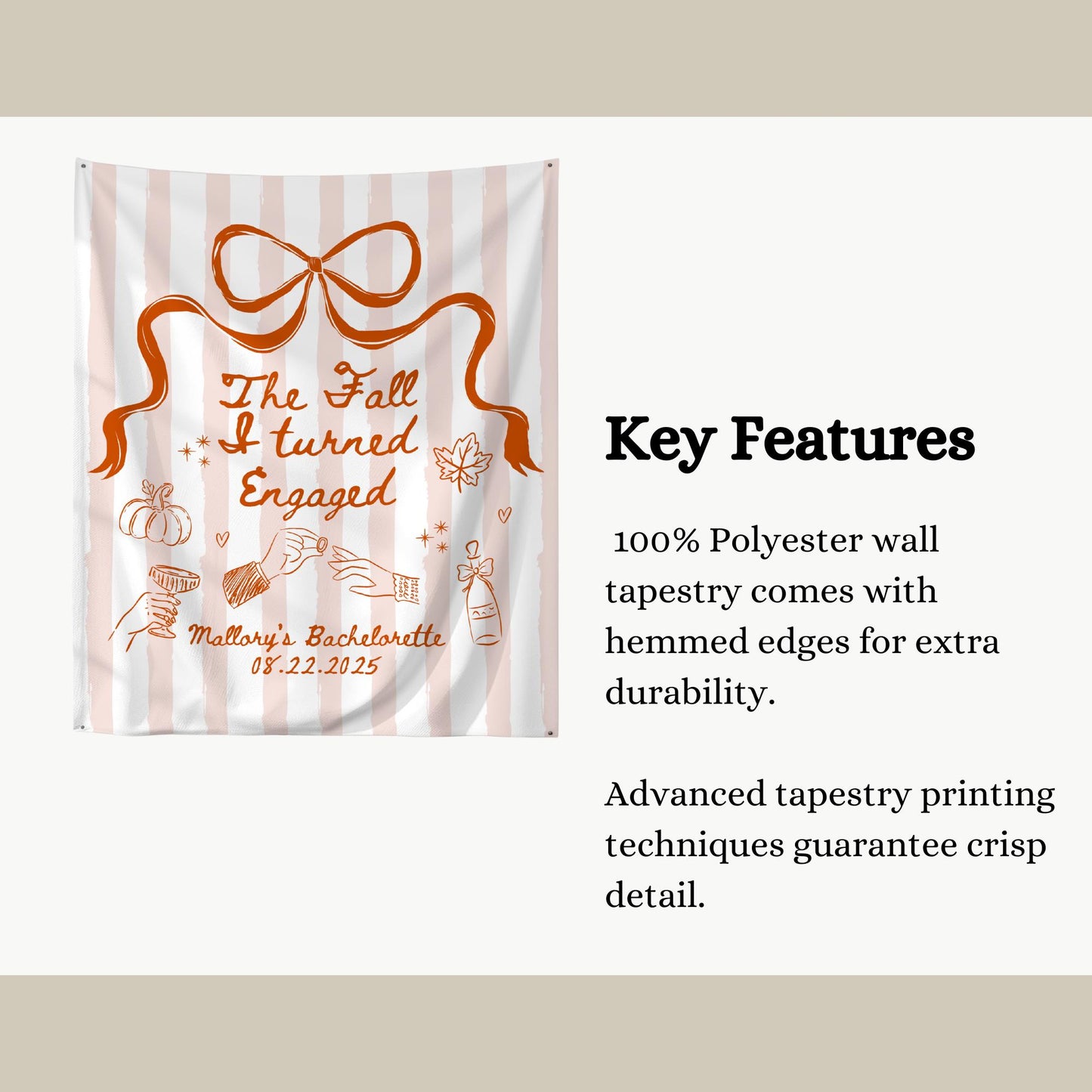 The Fall I Turned Engaged Banner Personalized Autumn Bachelorette Party Decor Engagement Bridal Shower Photo Backdrop